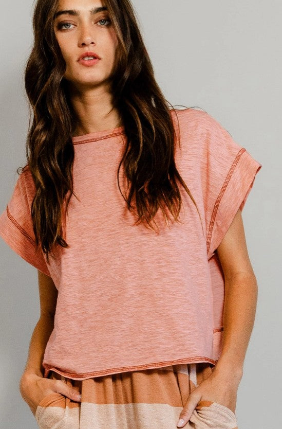 Peach Overlap Open Back Reverse