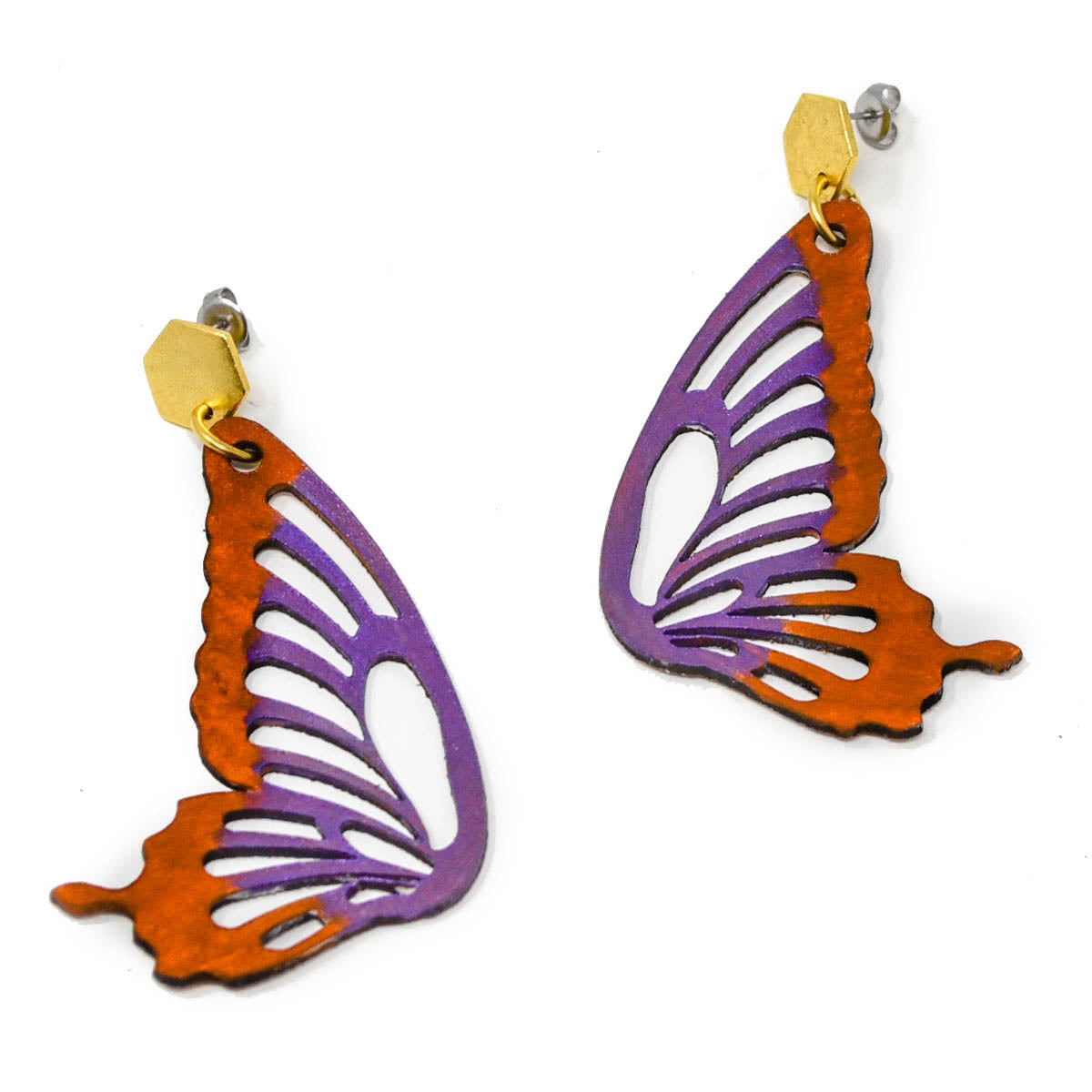 Onyx & Wolf Butterfly Leather Earrings