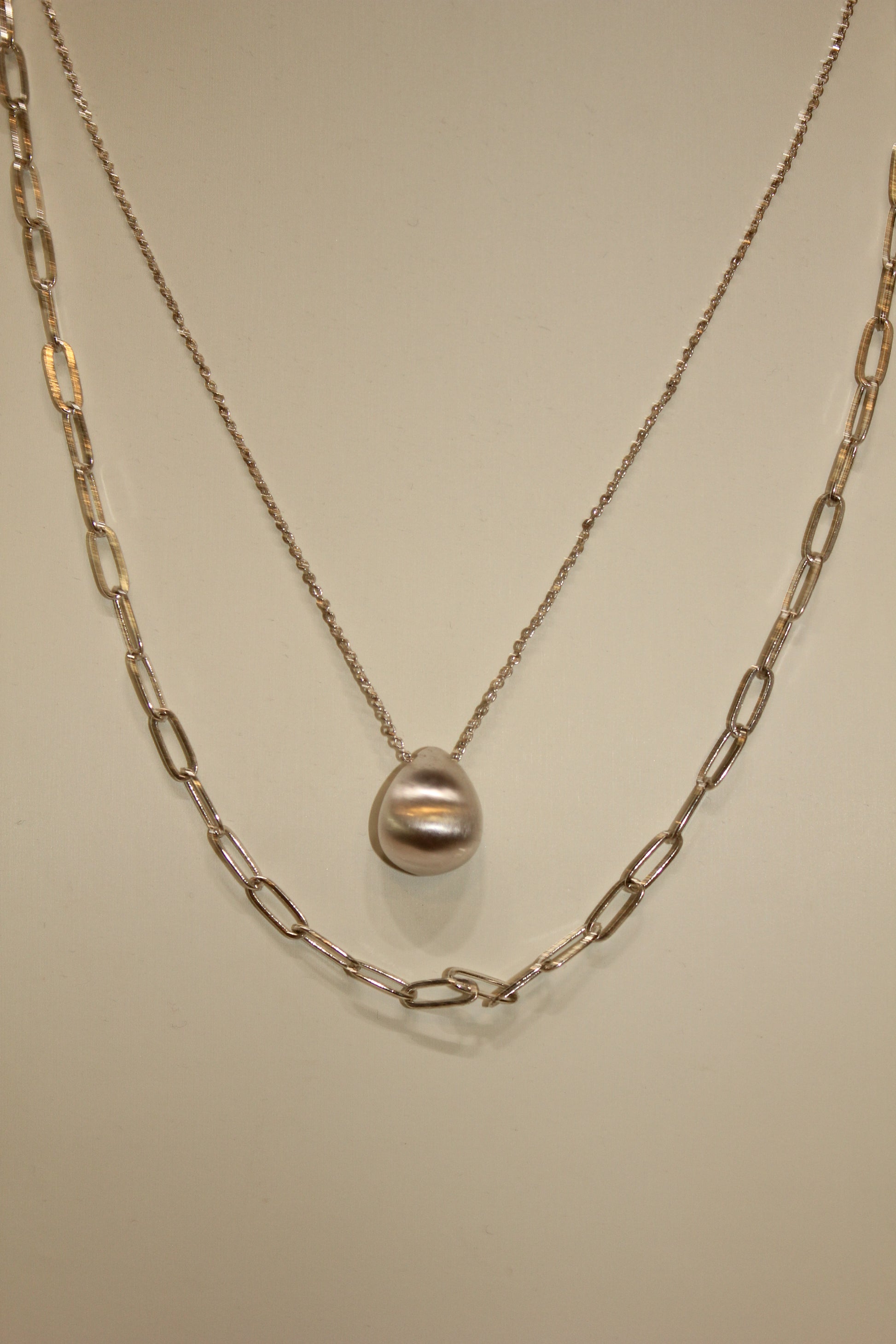Silver Pearl Chain Necklace