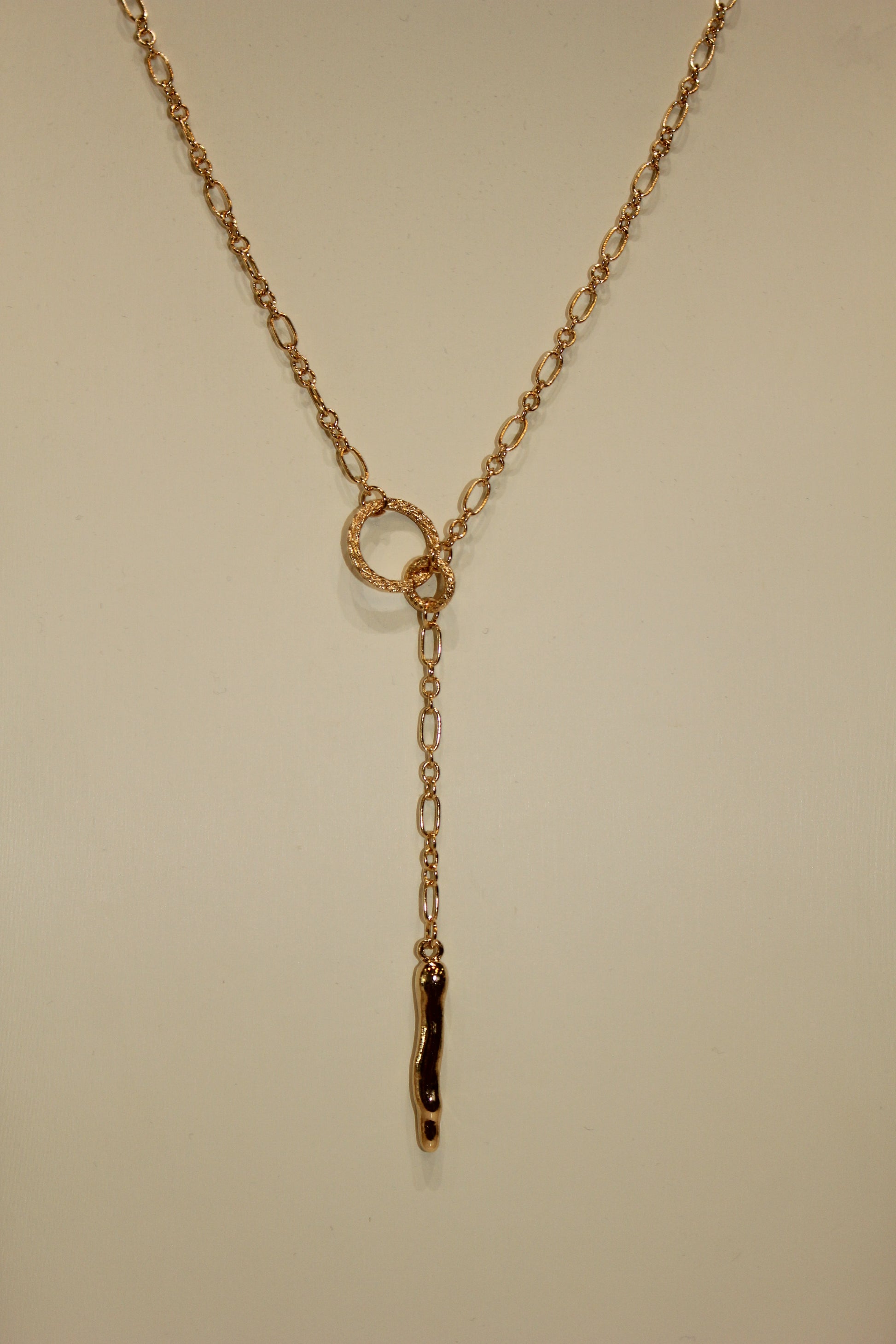 Gold Chain Intertwined Rings Necklace