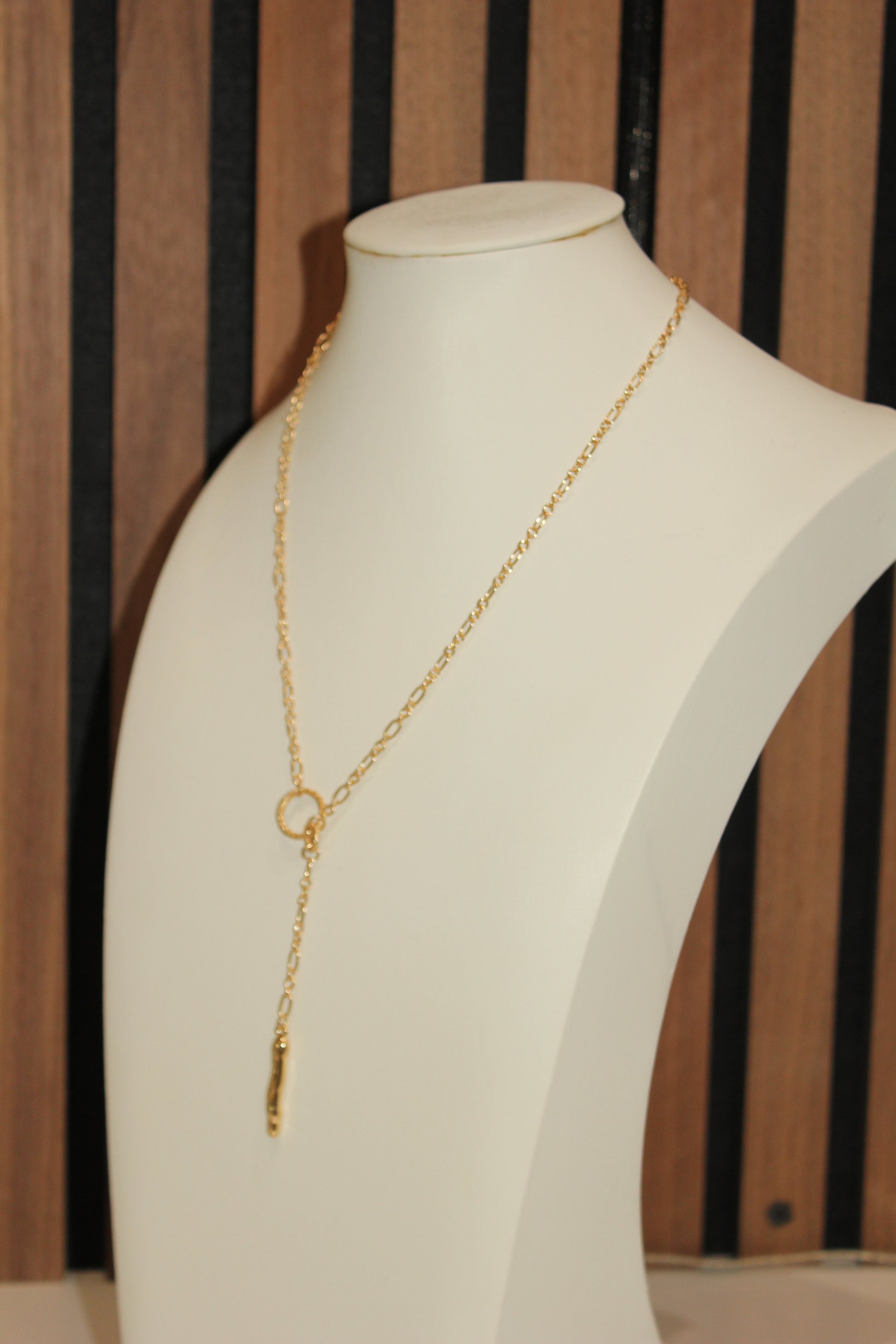Gold Chain Intertwined Rings Necklace