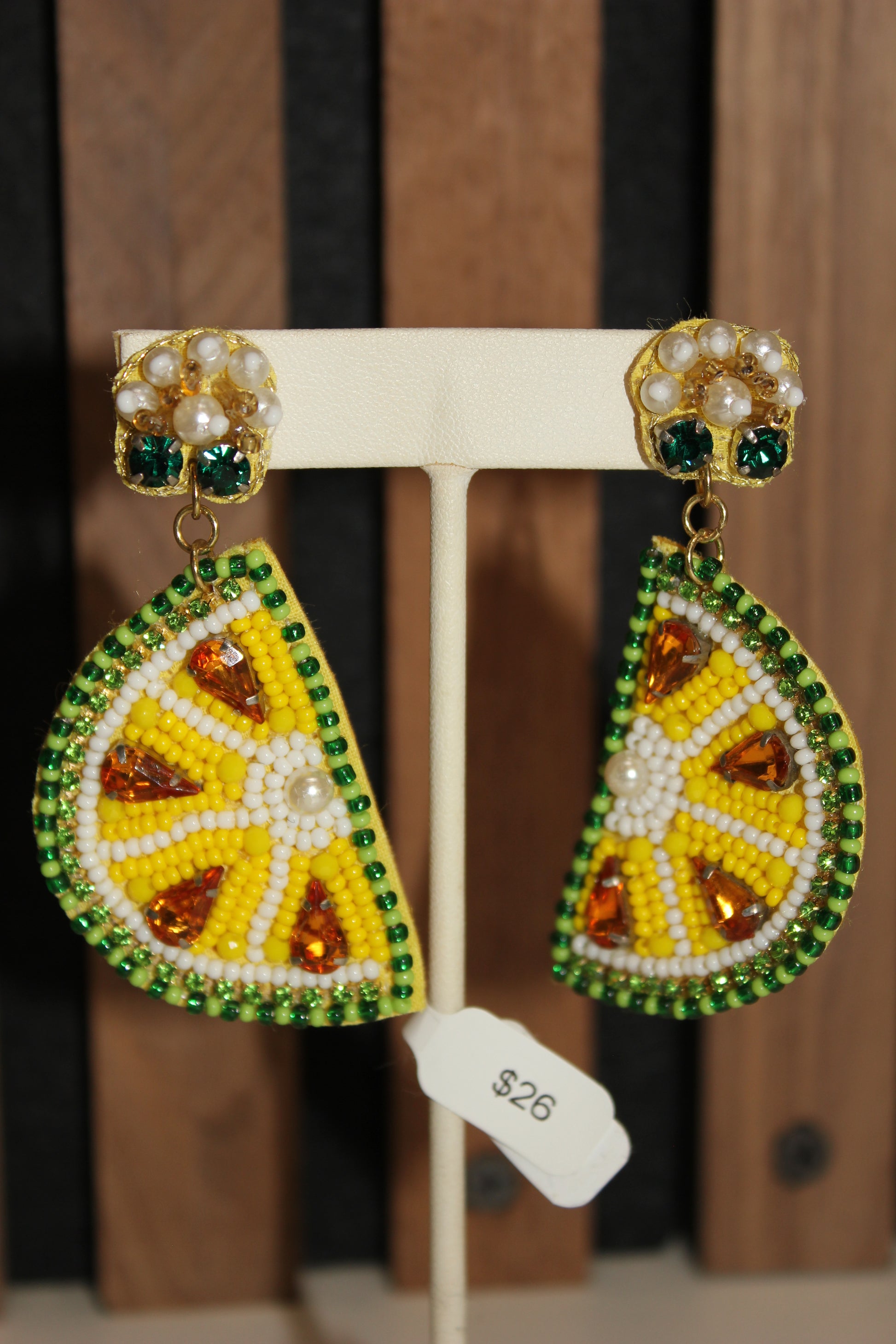 Beaded Lemon Earrings