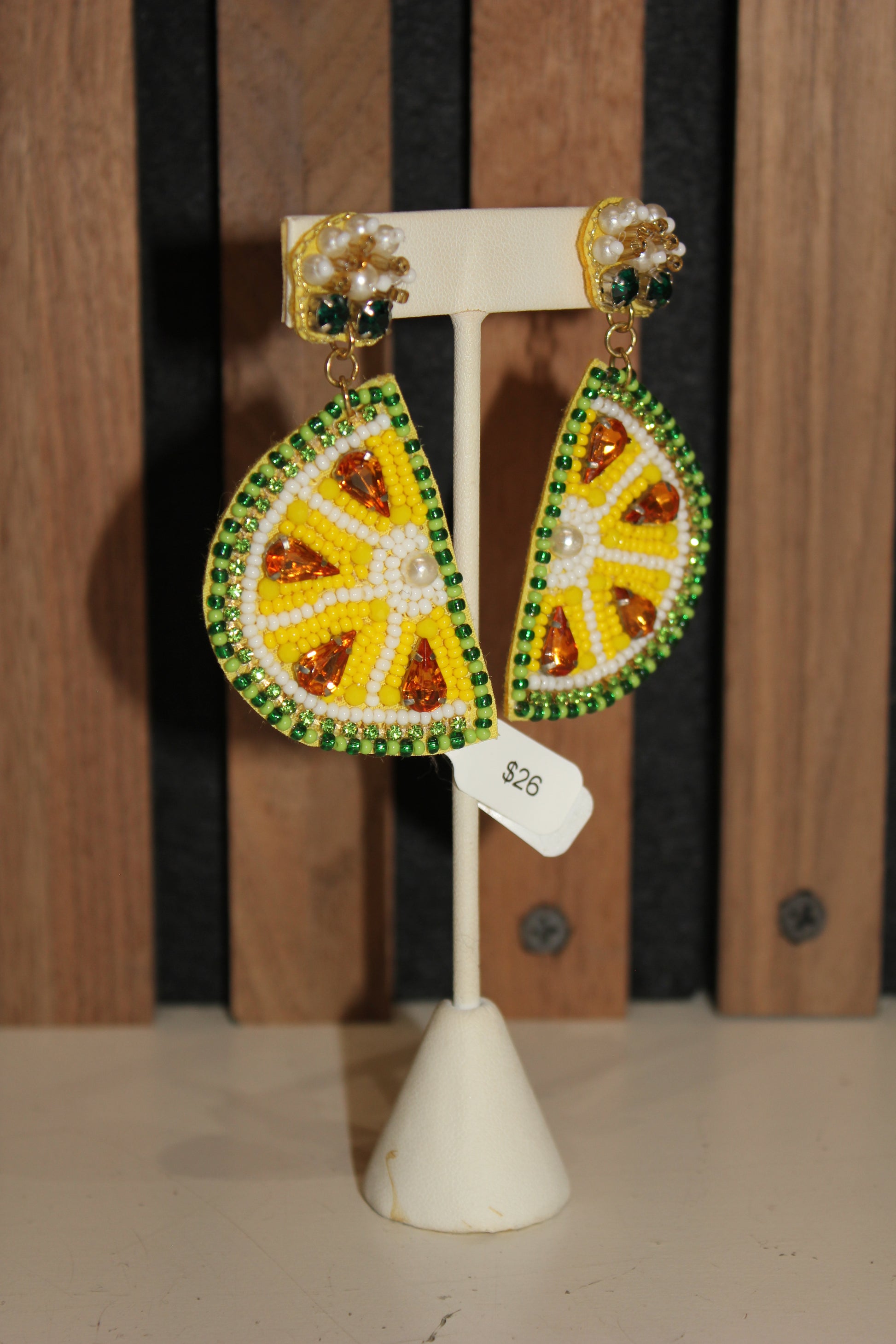 Beaded Lemon Earrings