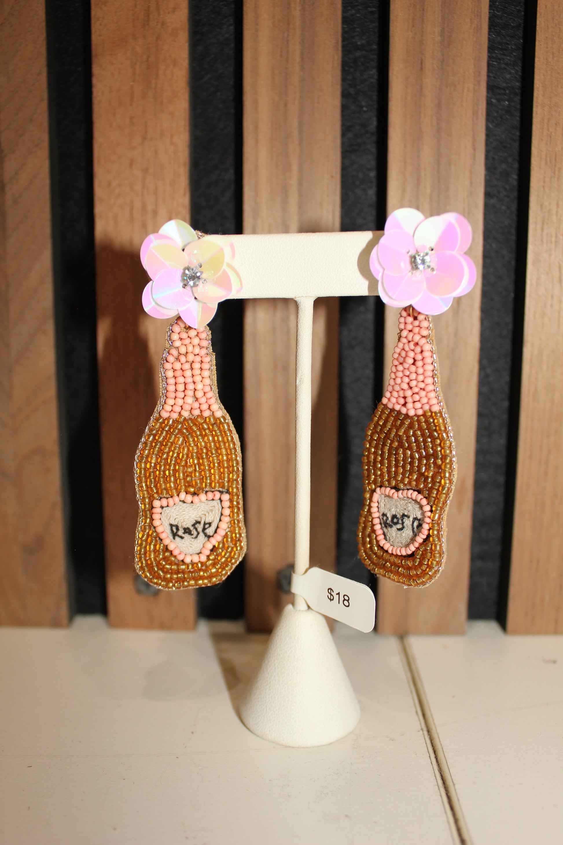 Beaded Rose Bottle Earrings