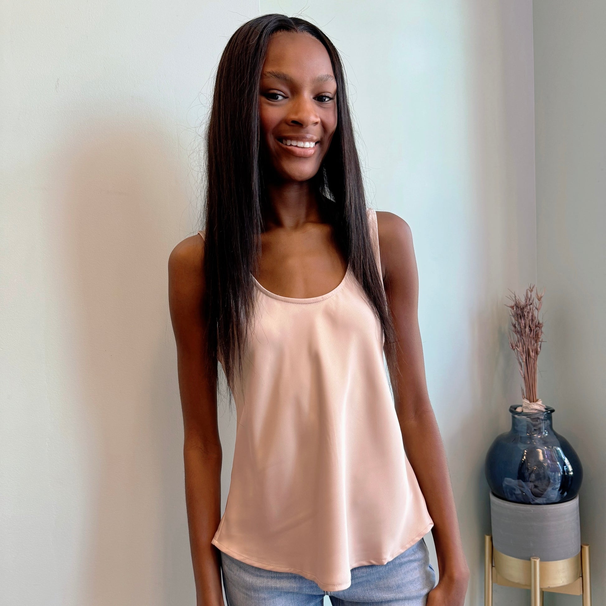 Satin Sleeveless Bias Tank