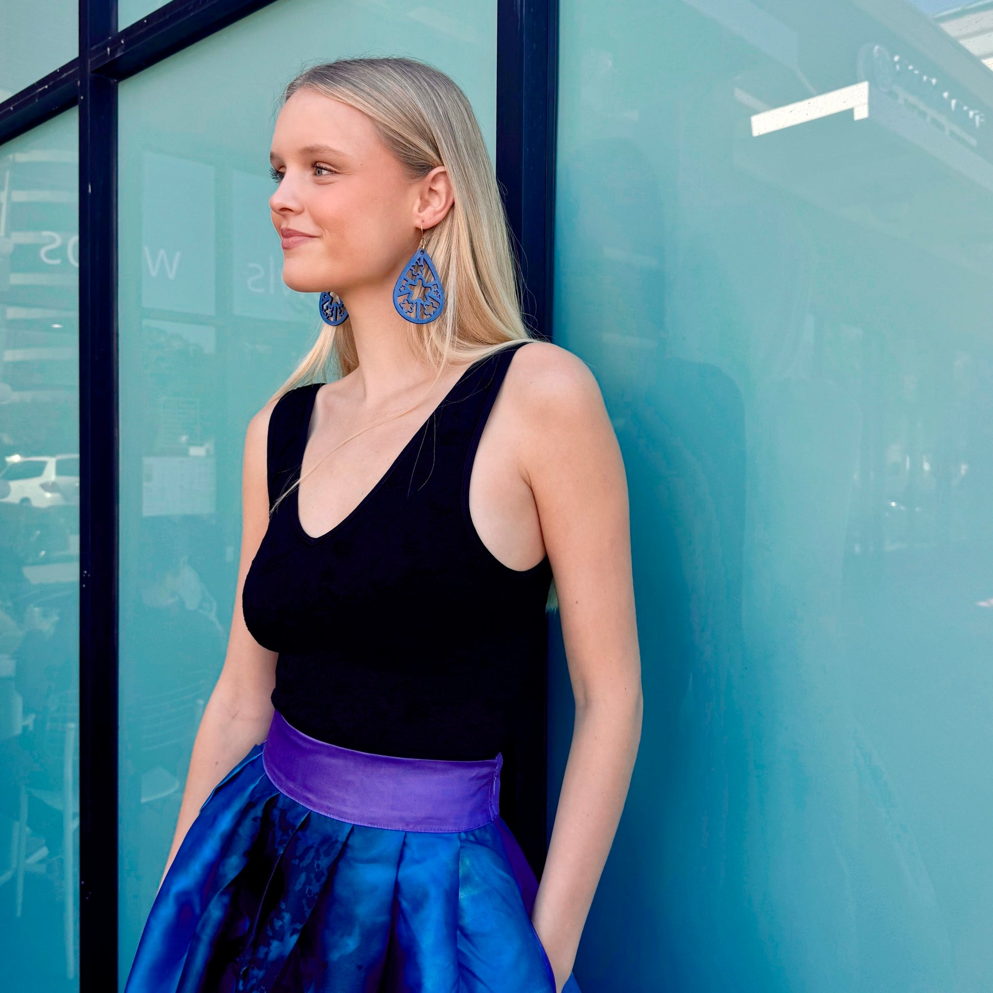 Onyx & Wolf Star Drop Leather Earrings