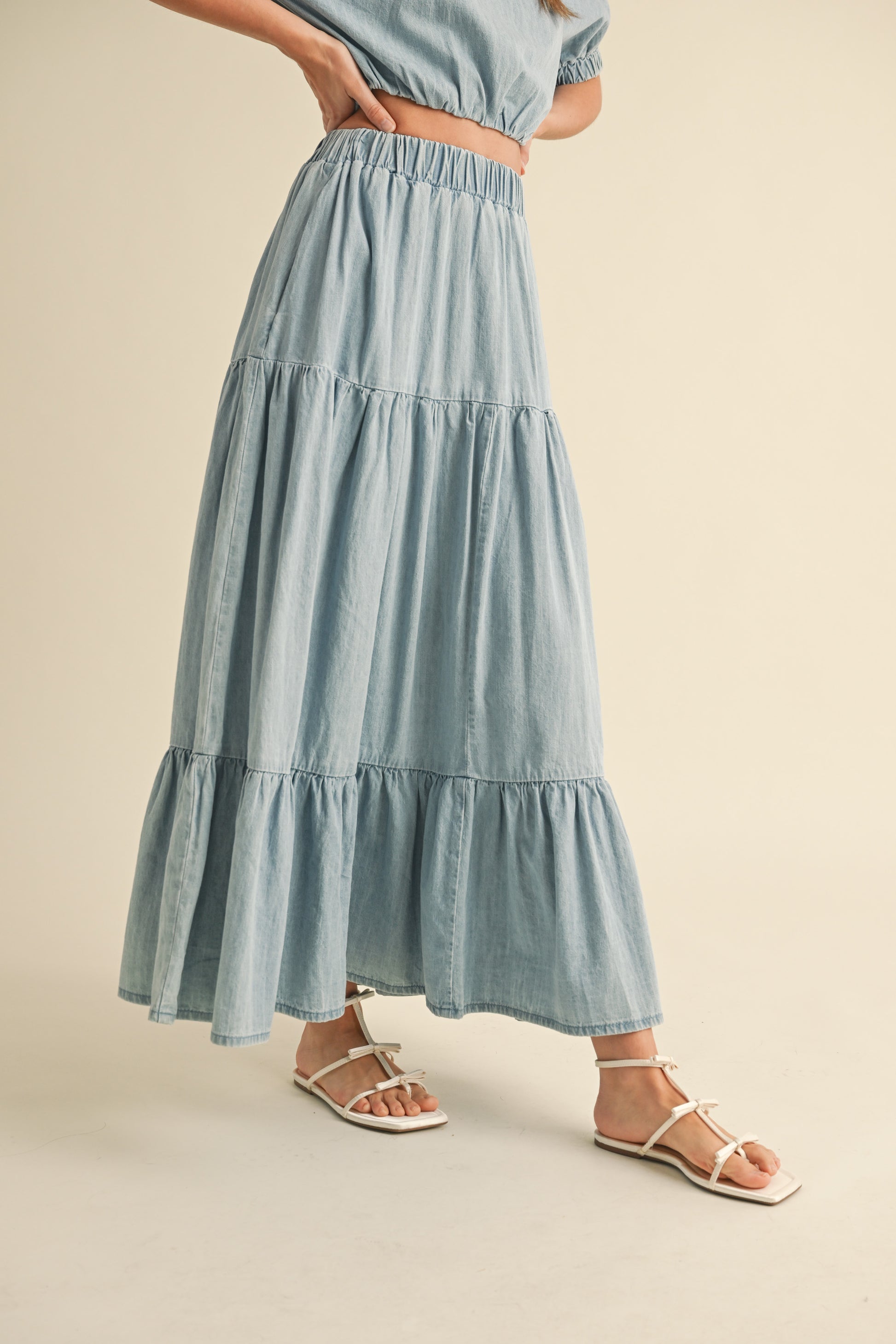 Tiered Denim Skirt
