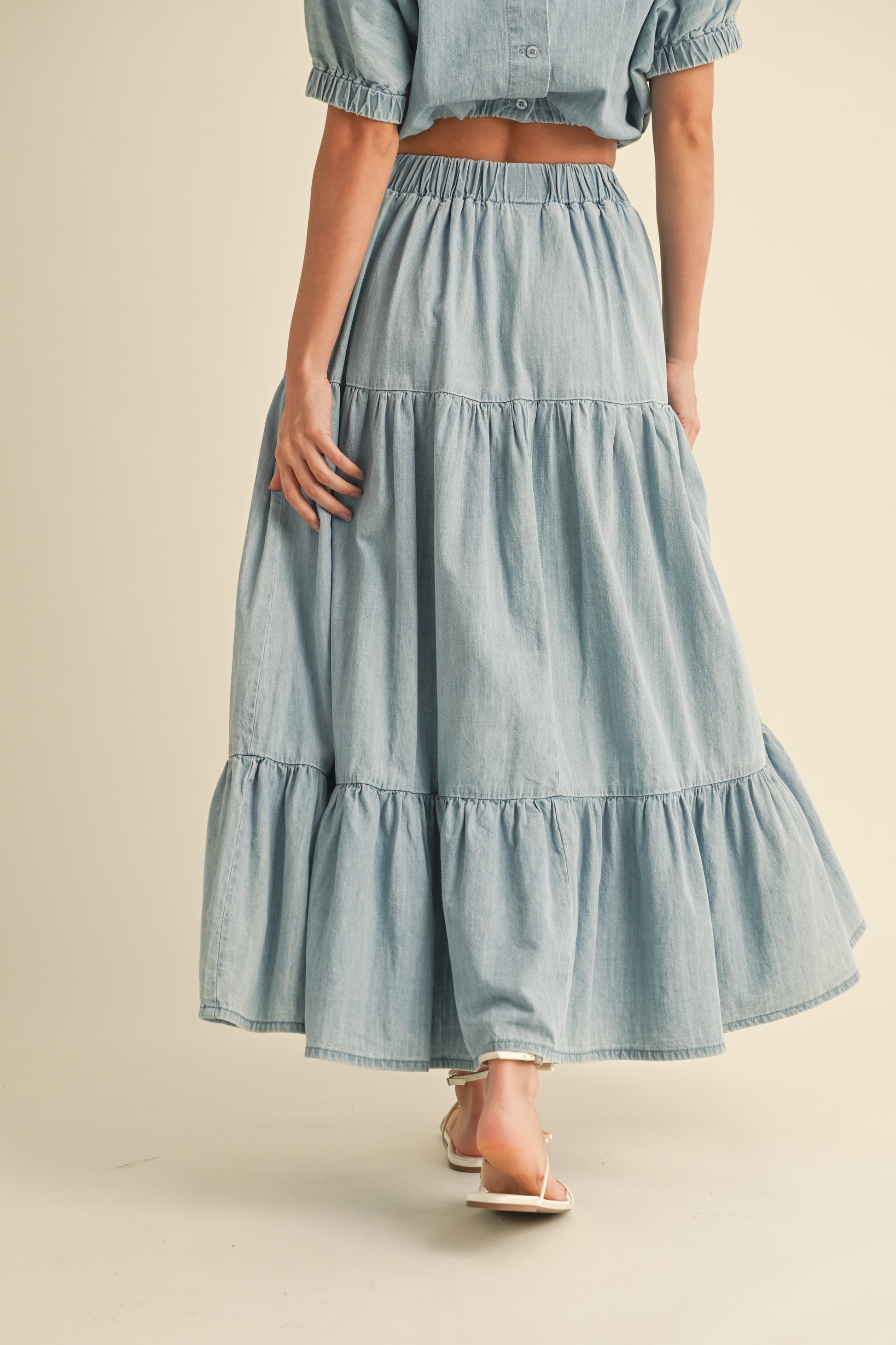 Tiered Denim Skirt