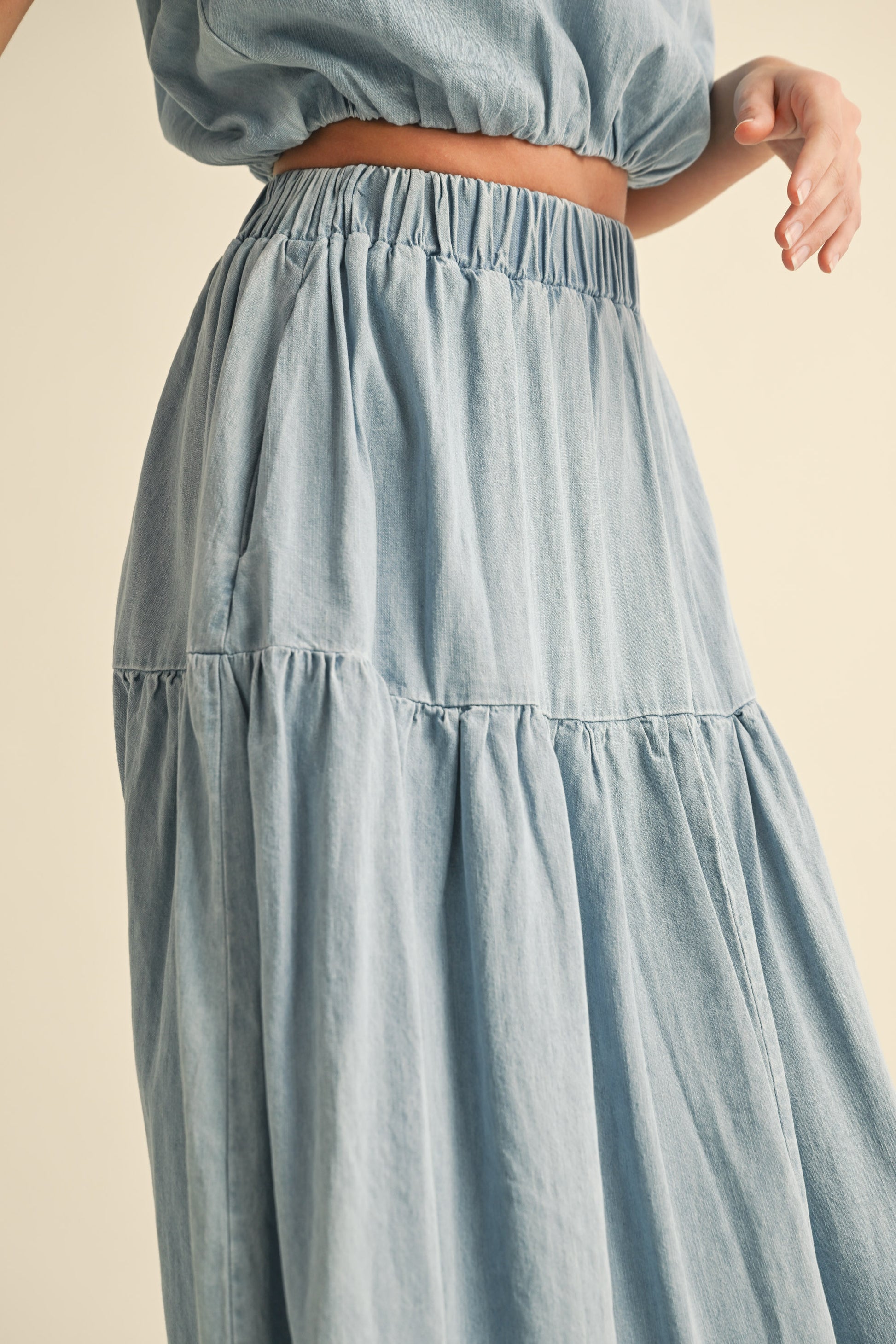 Tiered Denim Skirt