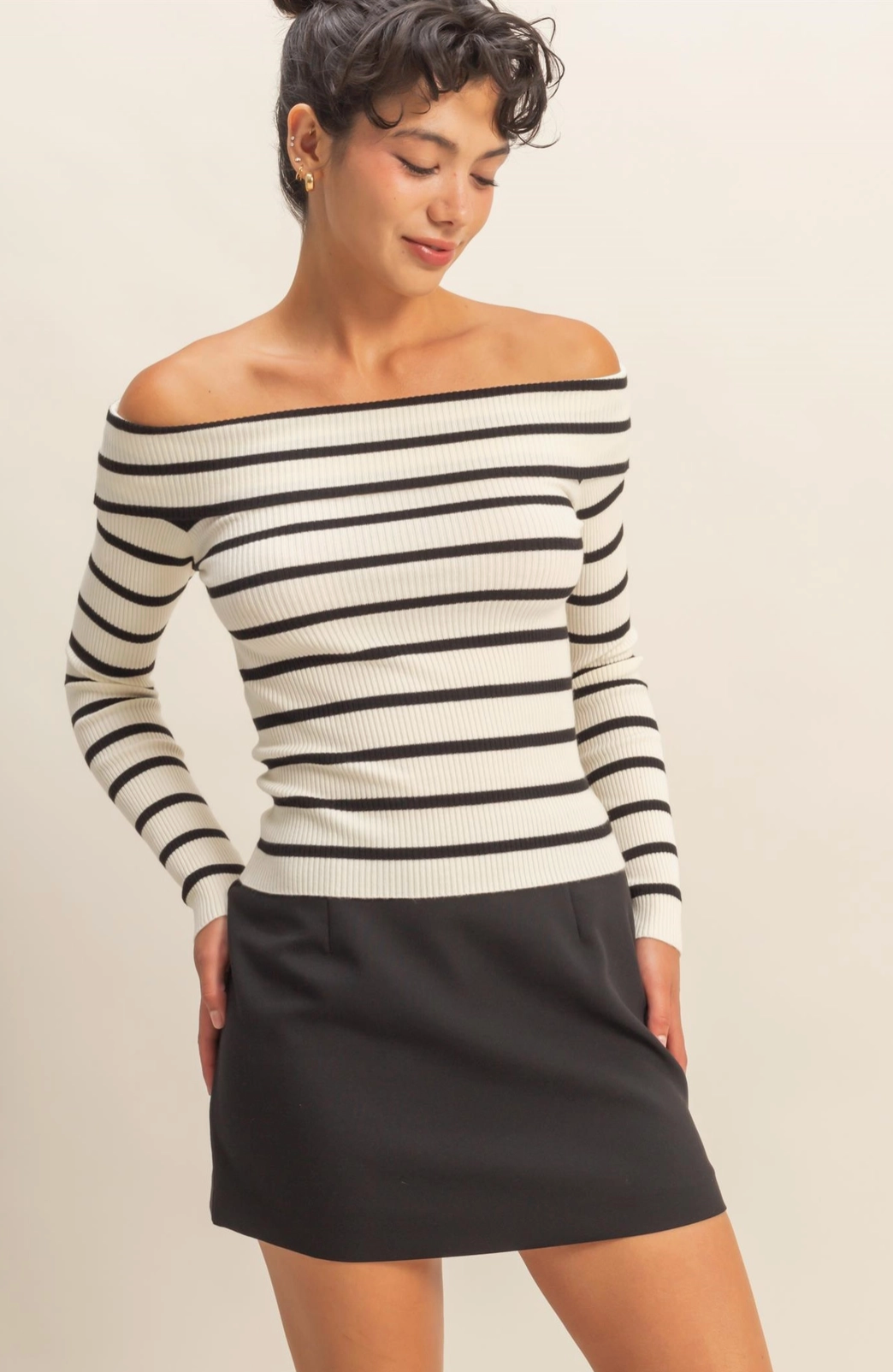 Striped Off Shoulder Top