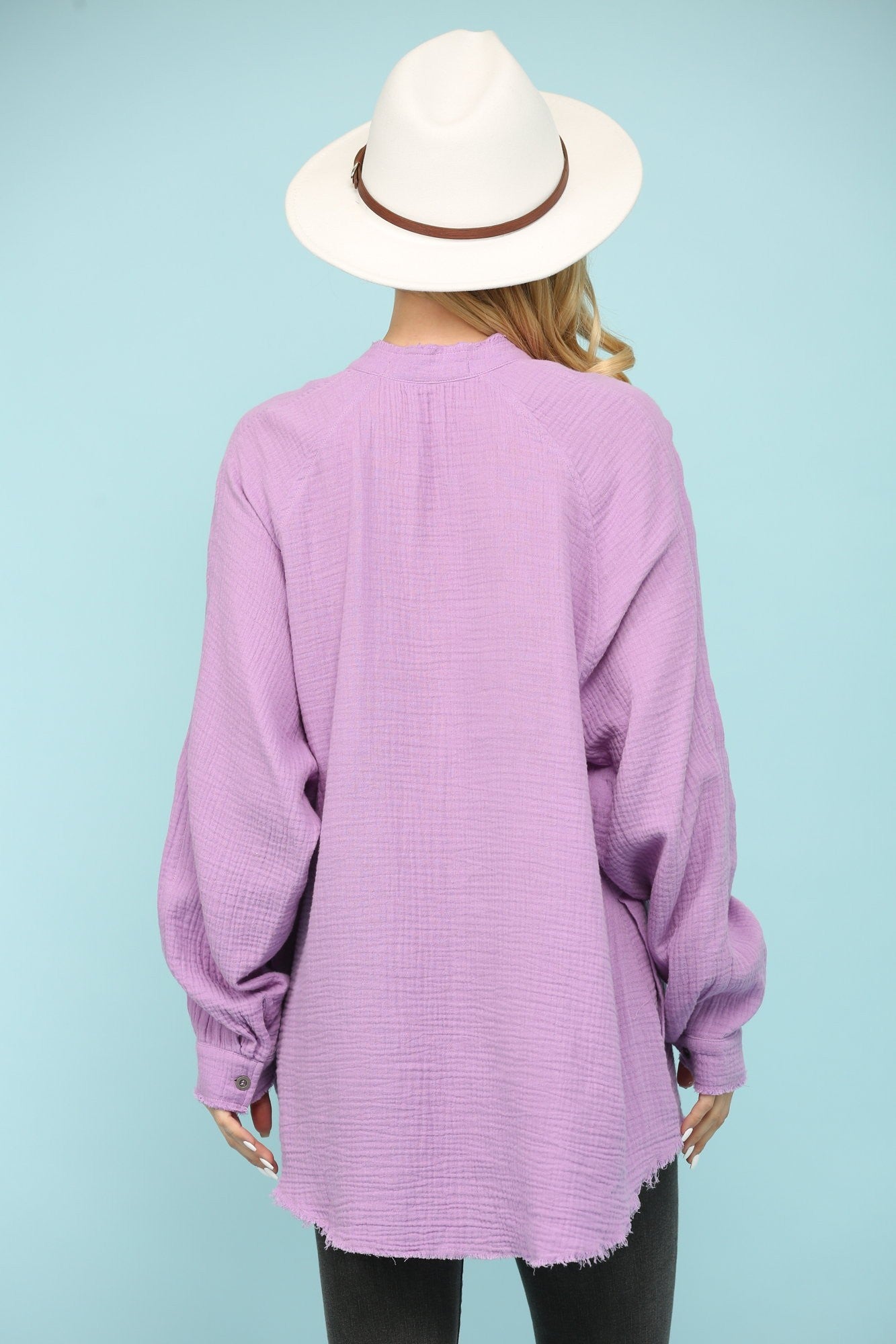 Gauze Washed Button Down Pocket Top