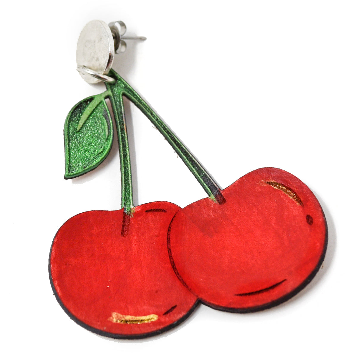 Onyx & Wolf Cherries Hadcrafted Leather Earrings