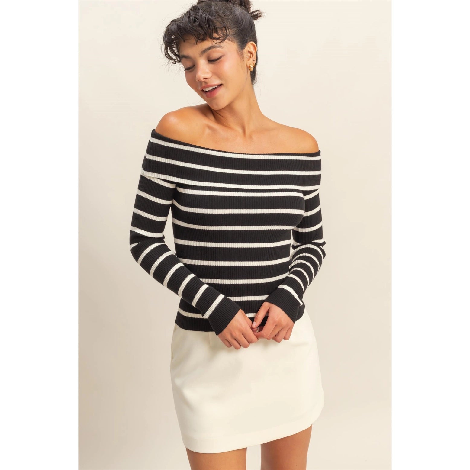 Striped Off Shoulder Top