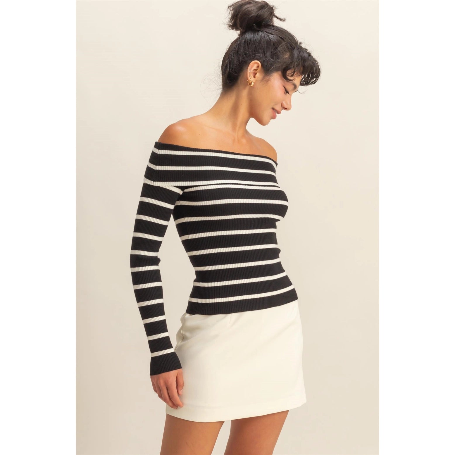 Striped Off Shoulder Top