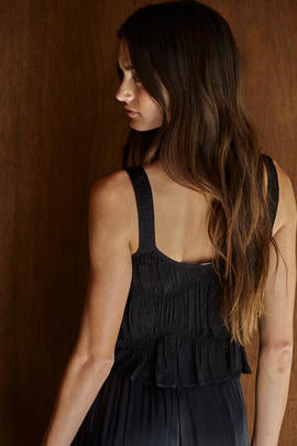 Romantic Ruched Peplum Tank Woven