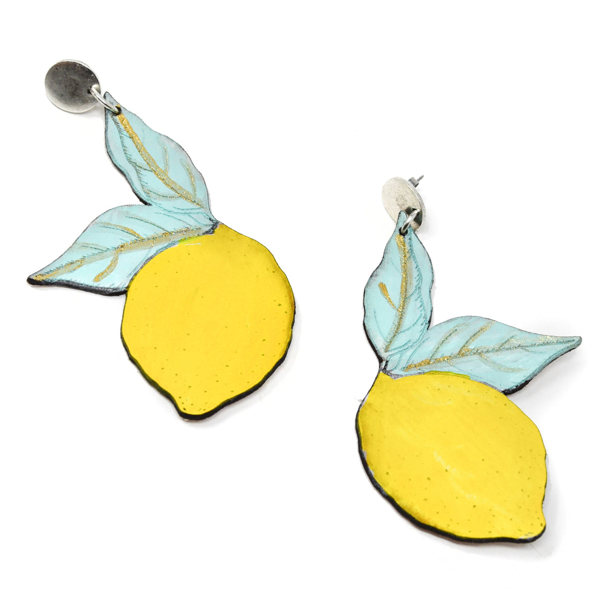 Onyx & Wolf Lemons Handcrafted Leather Earrings