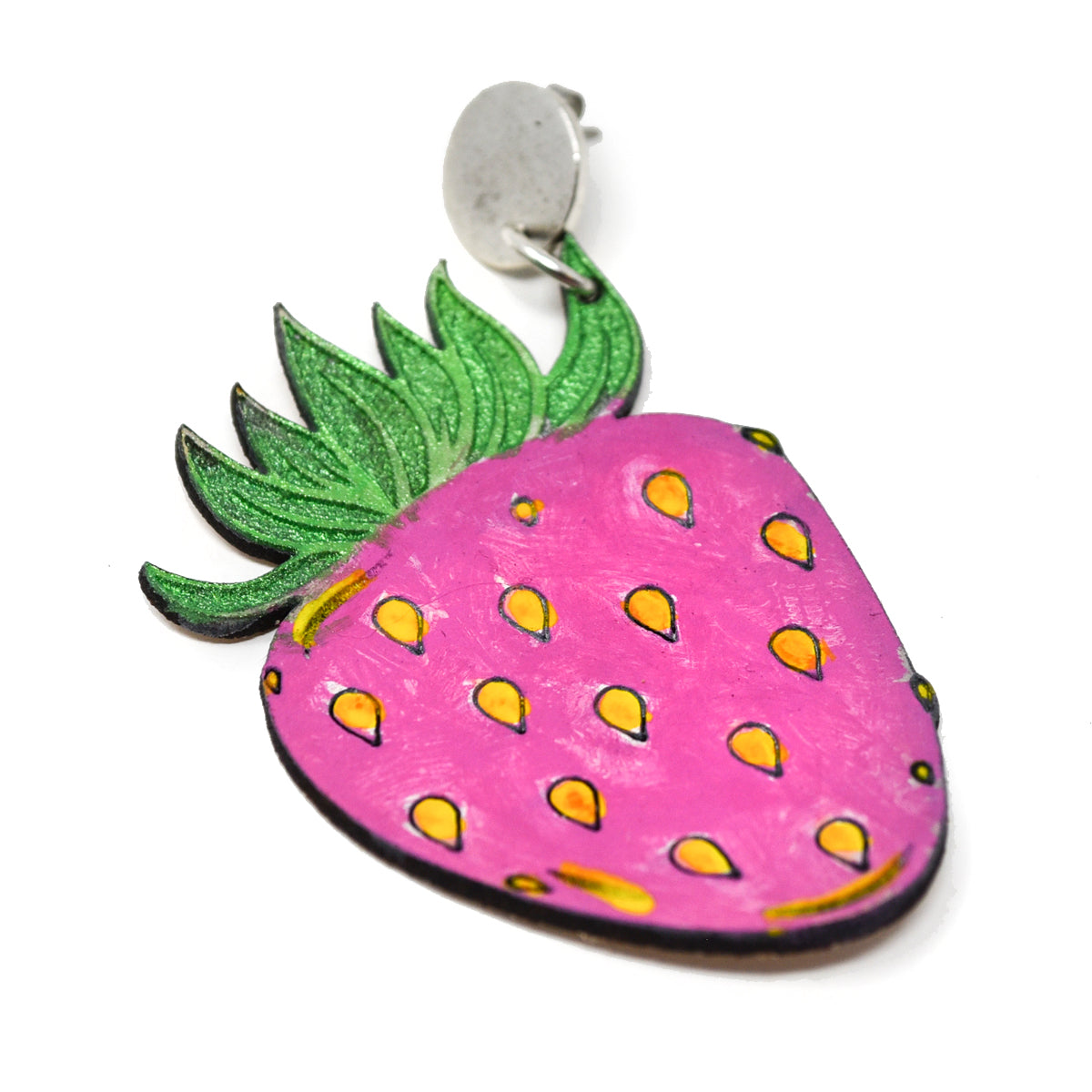 Onyx & Wolf Leather Strawberry Earrings