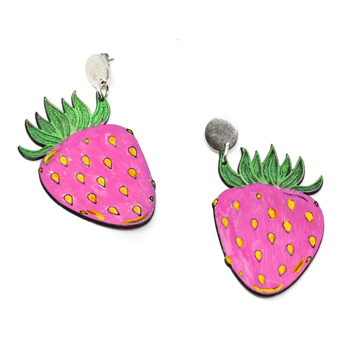 Onyx & Wolf Leather Strawberry Earrings