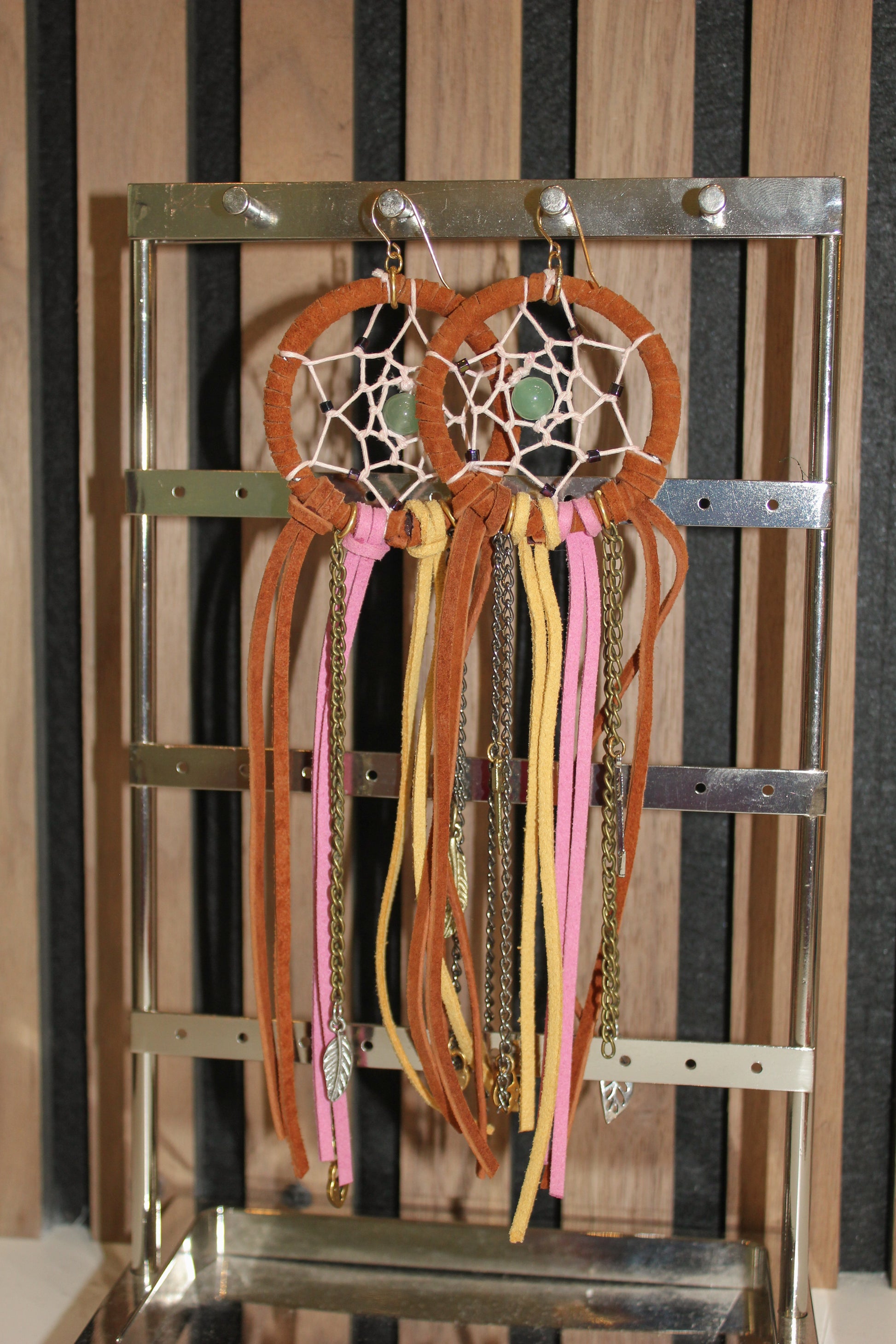 Onyx and Wolf Dream Catcher Earrings Small