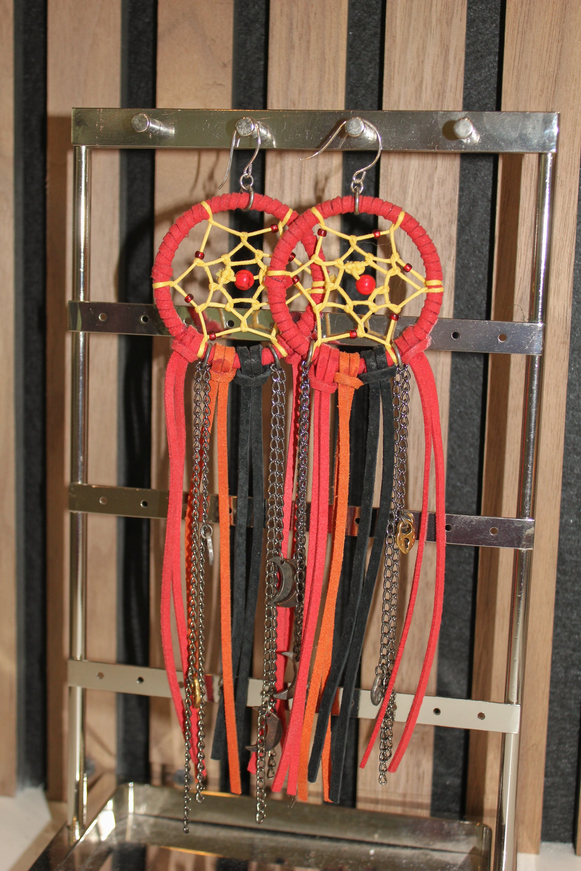 Onyx and Wolf Dream Catcher Earrings Small