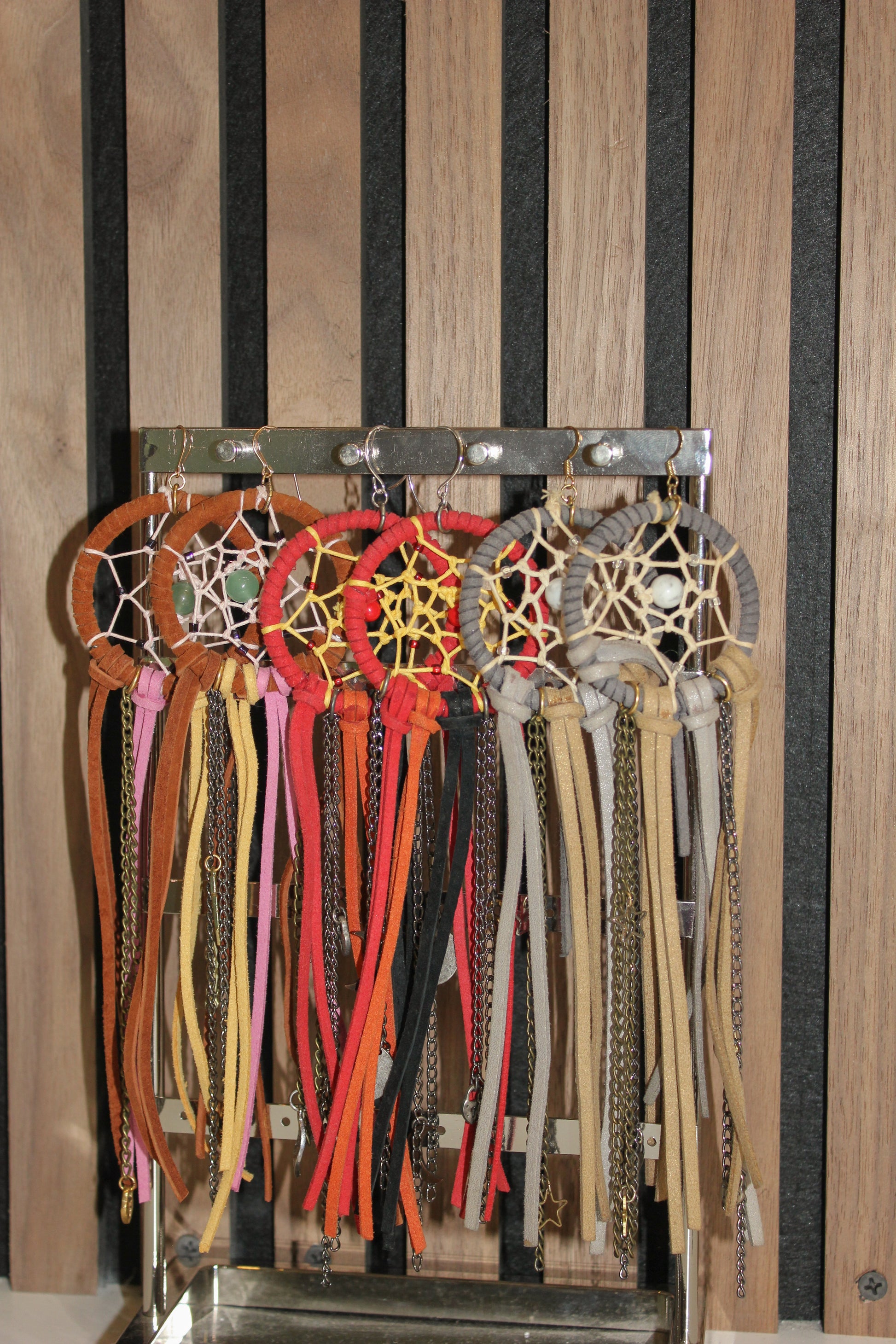 Onyx and Wolf Dream Catcher Earrings Small