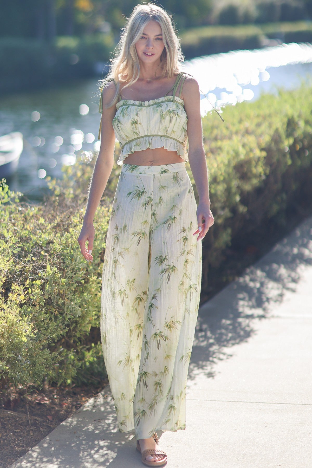 Green Floral Pants