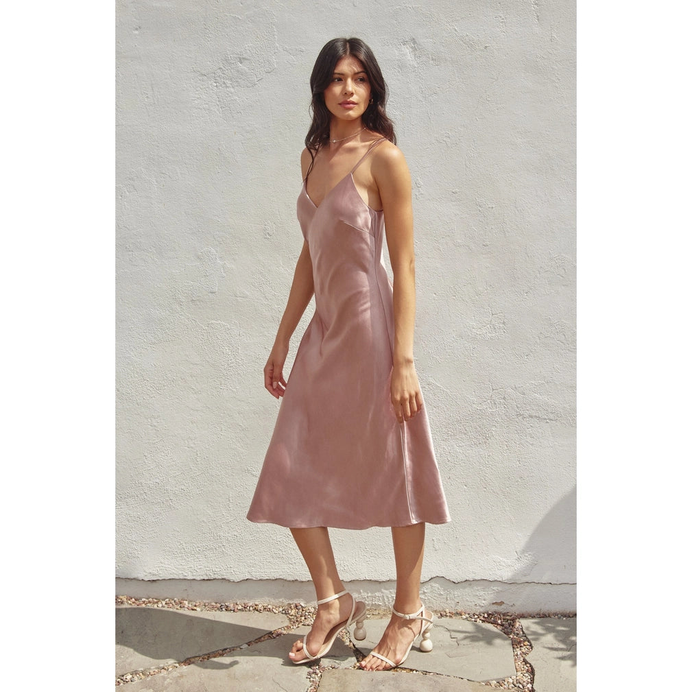 Satin Midi Slip Dress