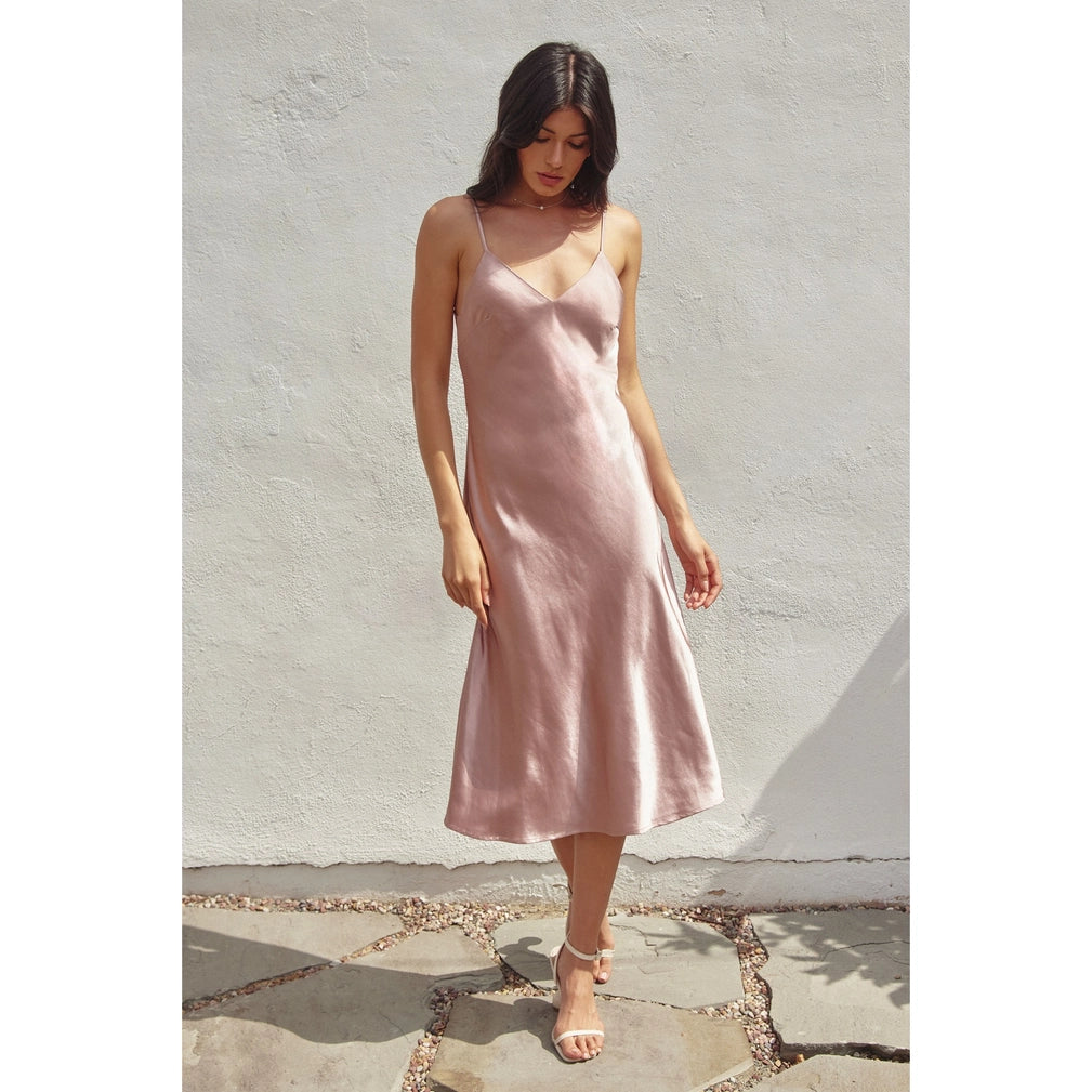 Satin Midi Slip Dress
