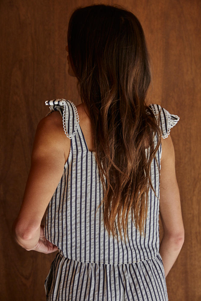 Lapis Striped Crop Top Woven