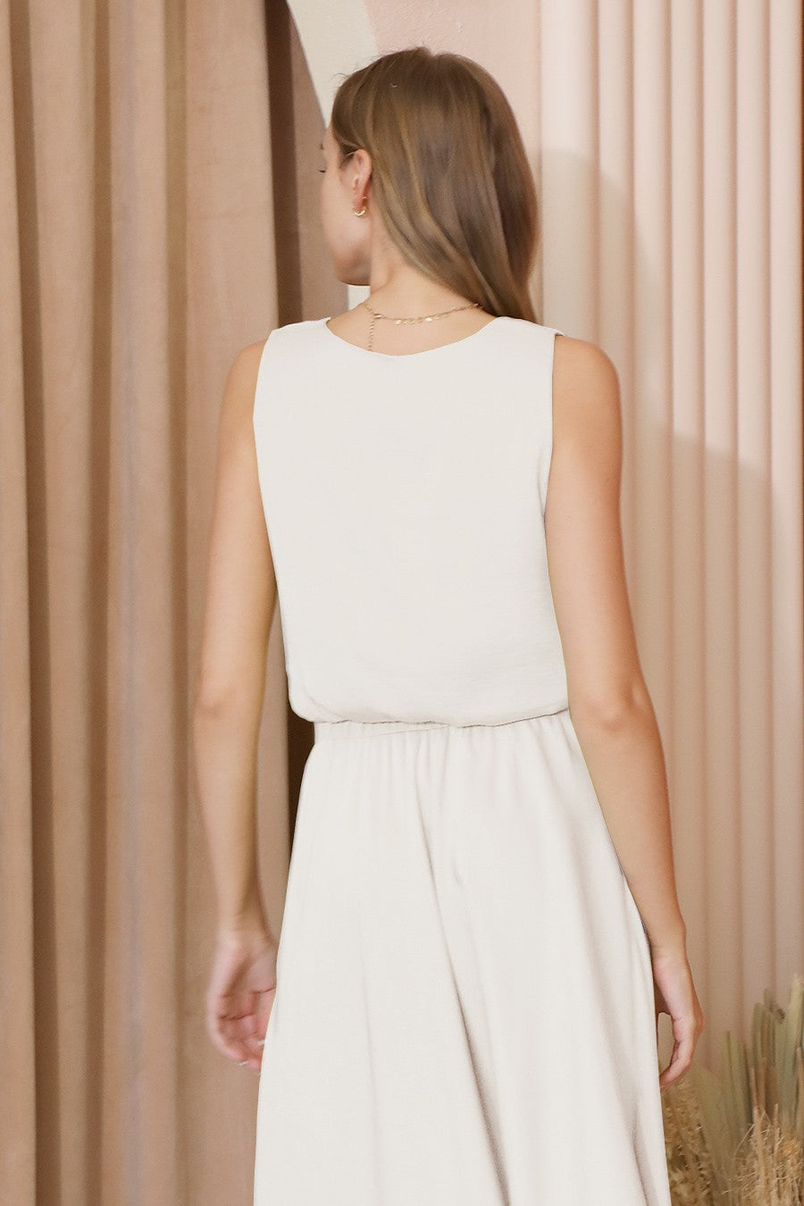 Washed Poly Silk V Neck Crop Top