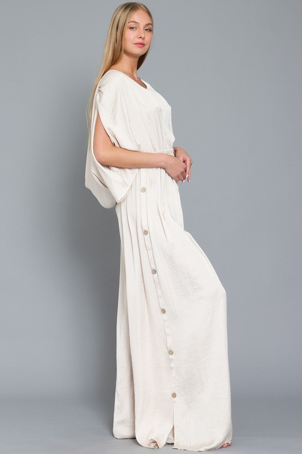 Cowl Back Top Detail Elastic Waisted Jumpsuit