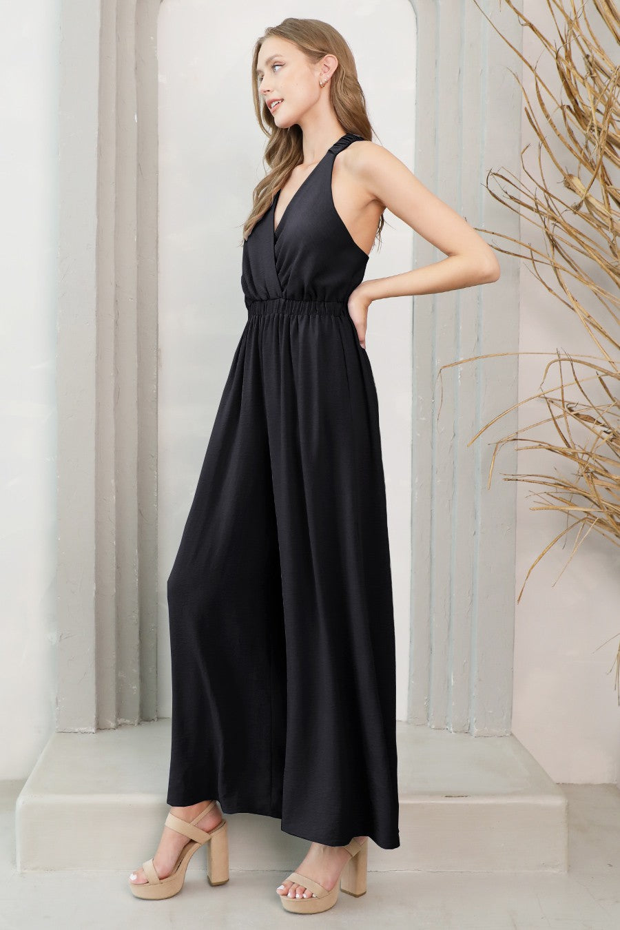 Elastic Strap Wide Leg Jumpsuit