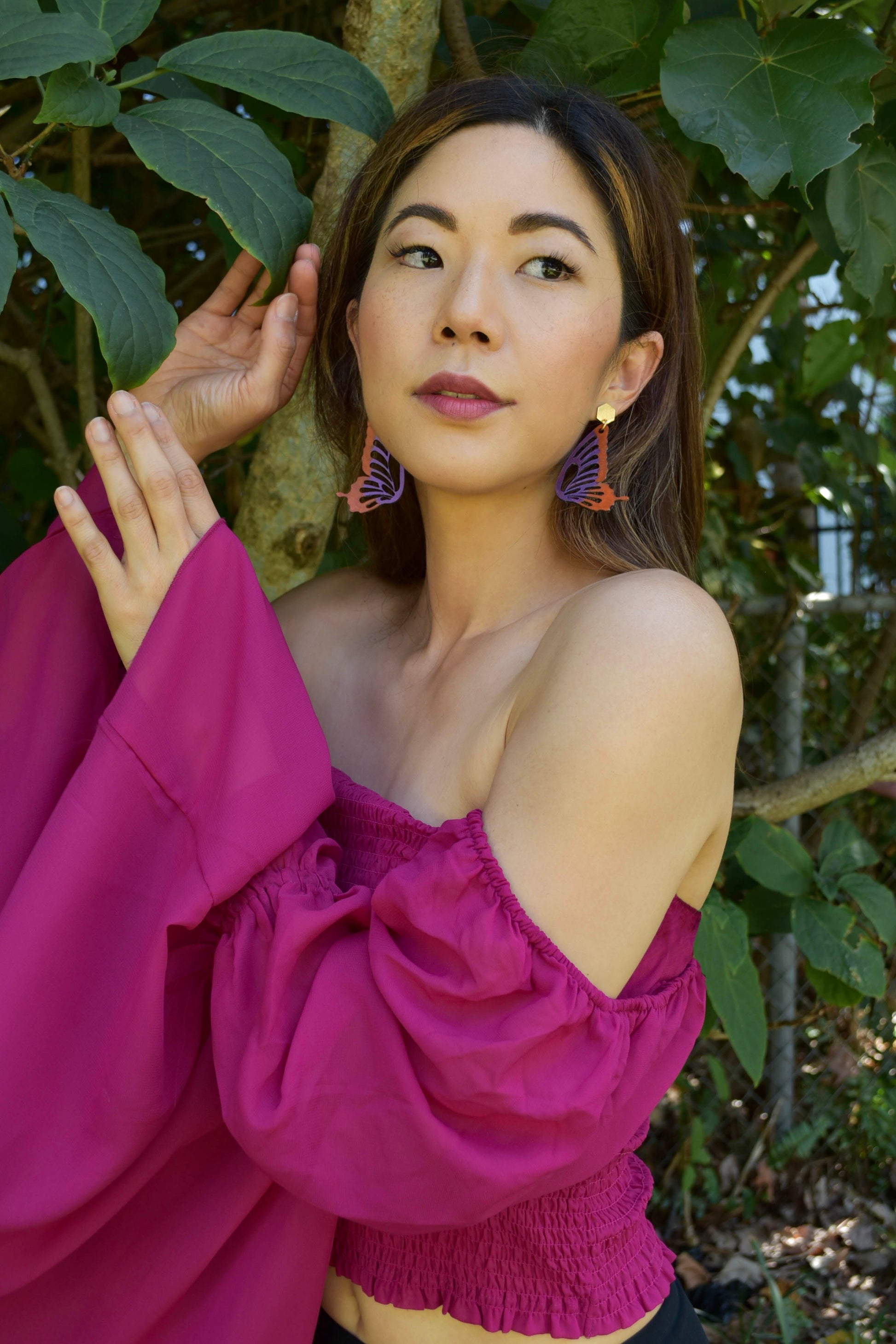 Onyx & Wolf Butterfly Leather Earrings