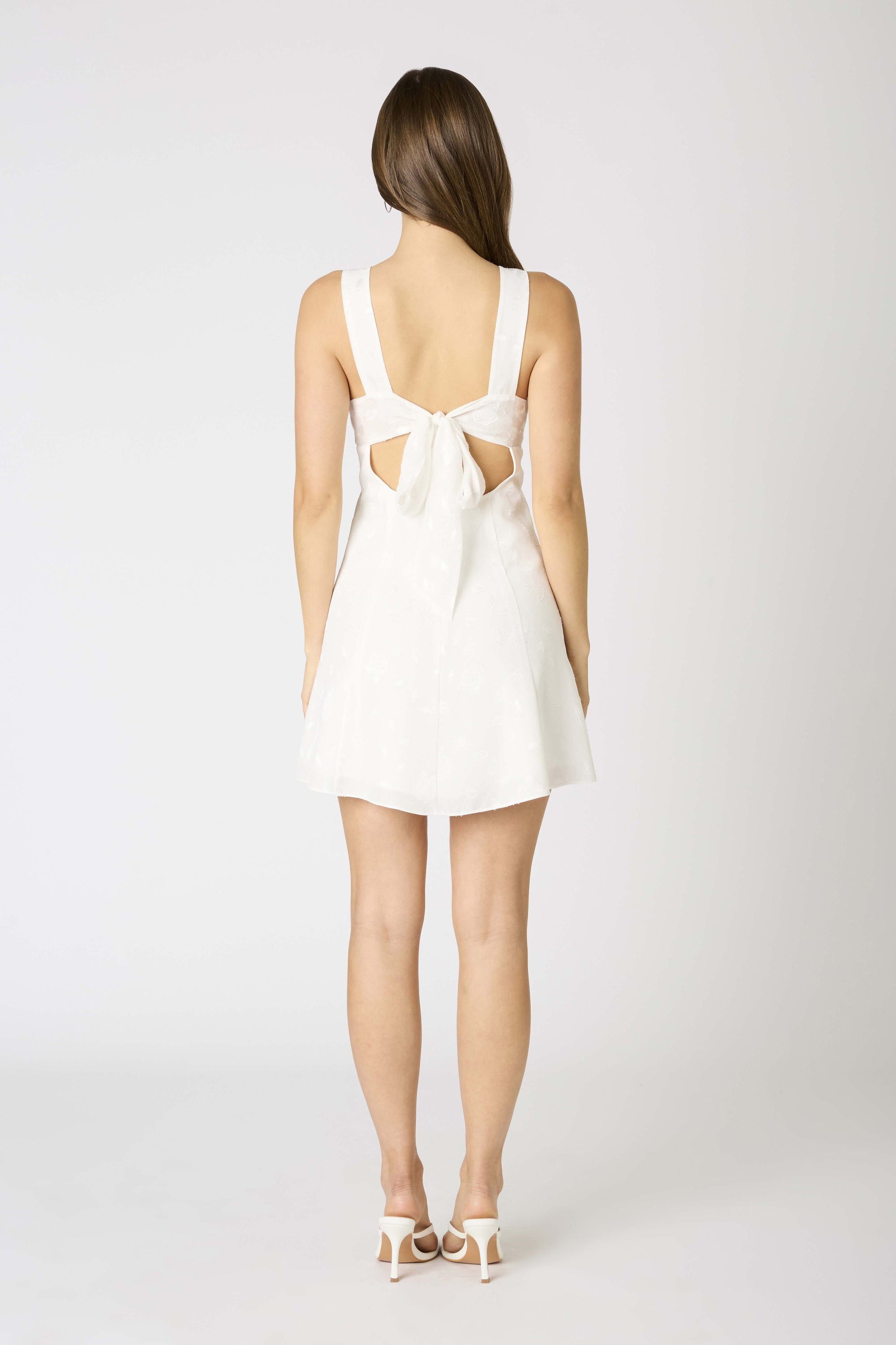 Floral Detail Back Tie Mini Dress