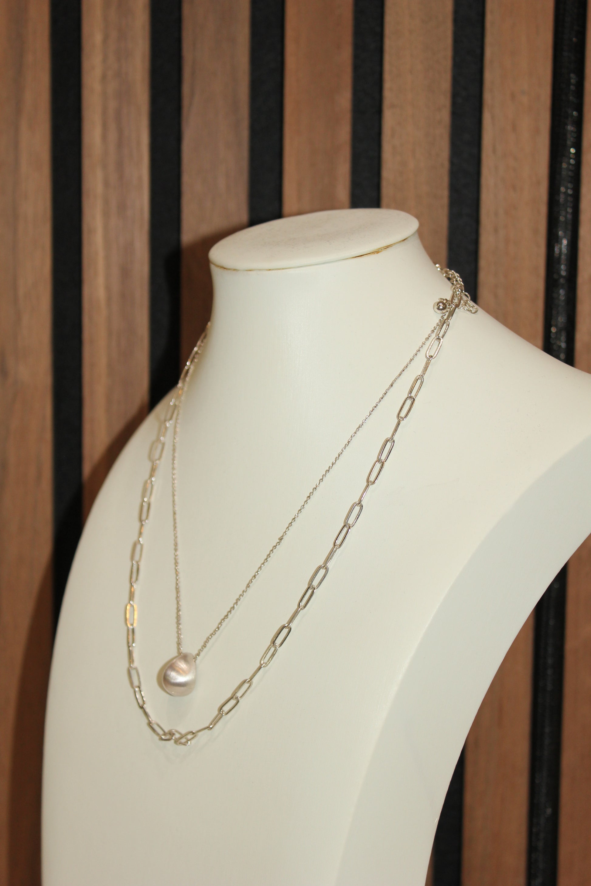Silver Pearl Chain Necklace