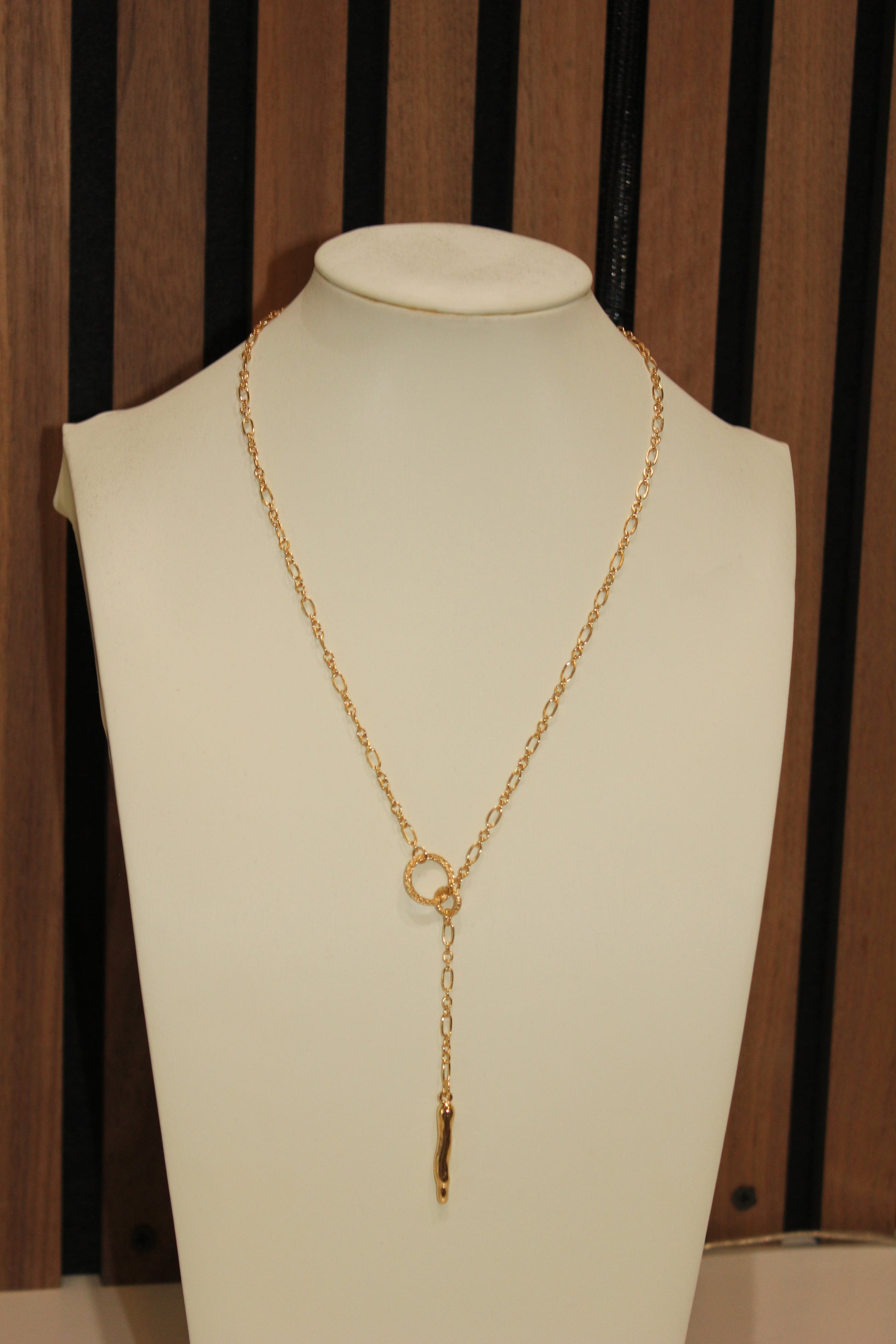 Gold Chain Intertwined Rings Necklace