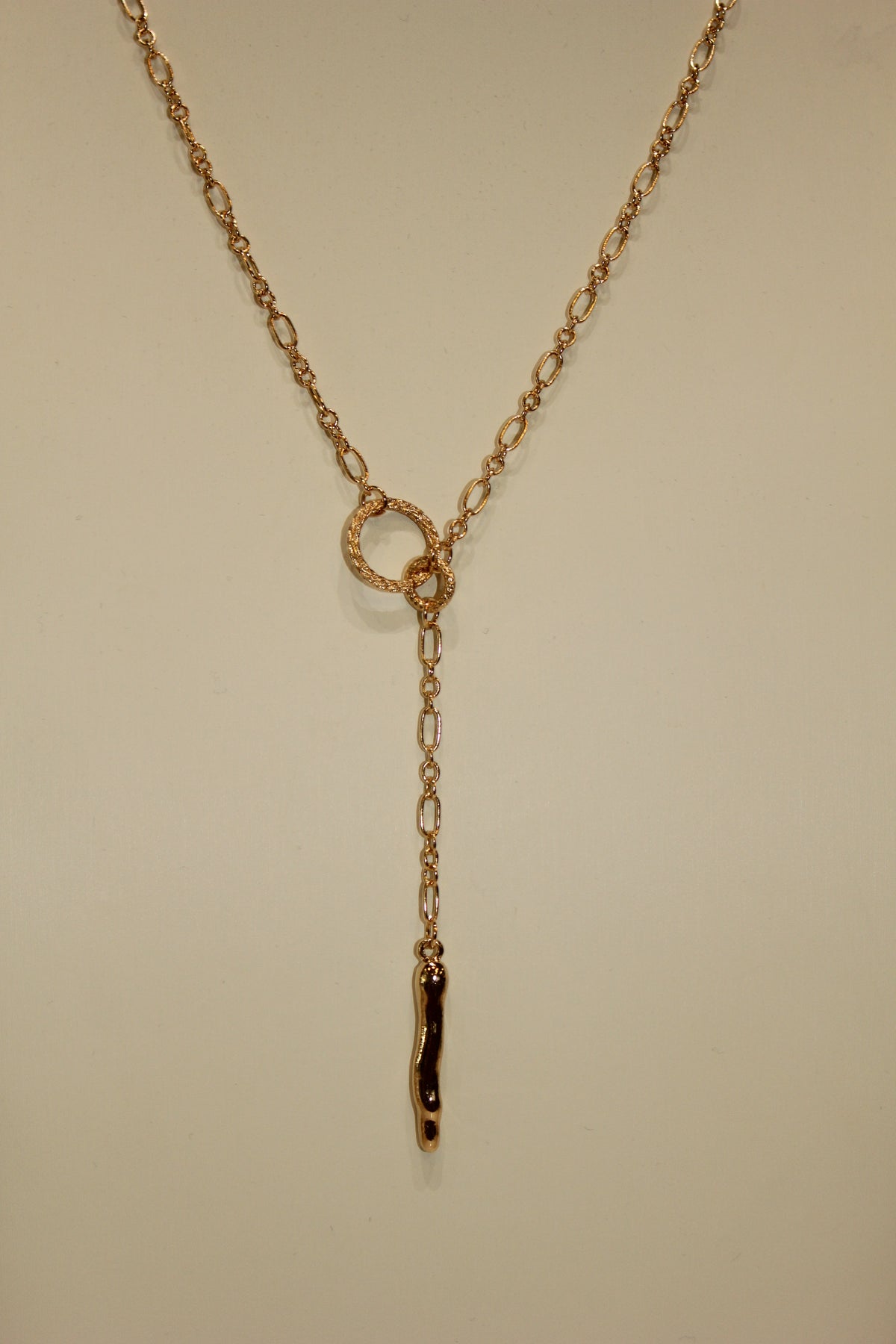 Gold Chain Intertwined Rings Necklace