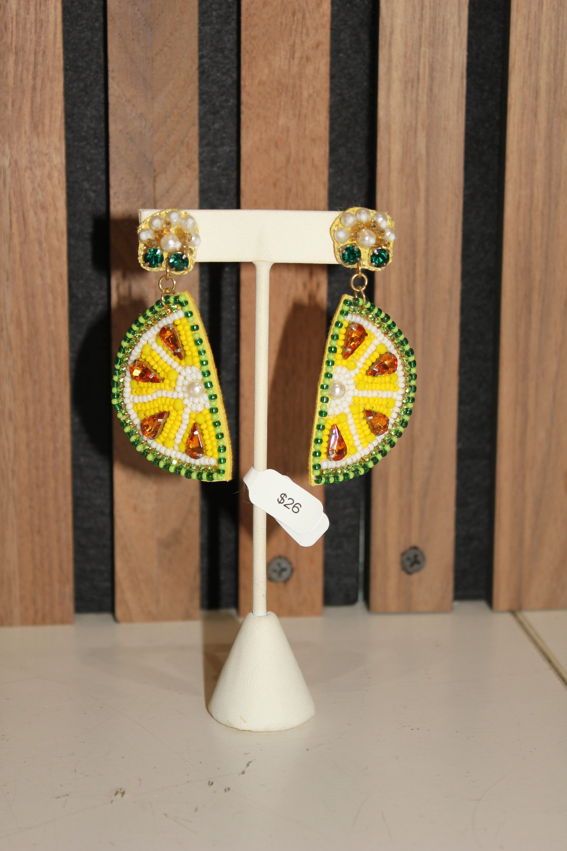 Beaded Lemon Earrings