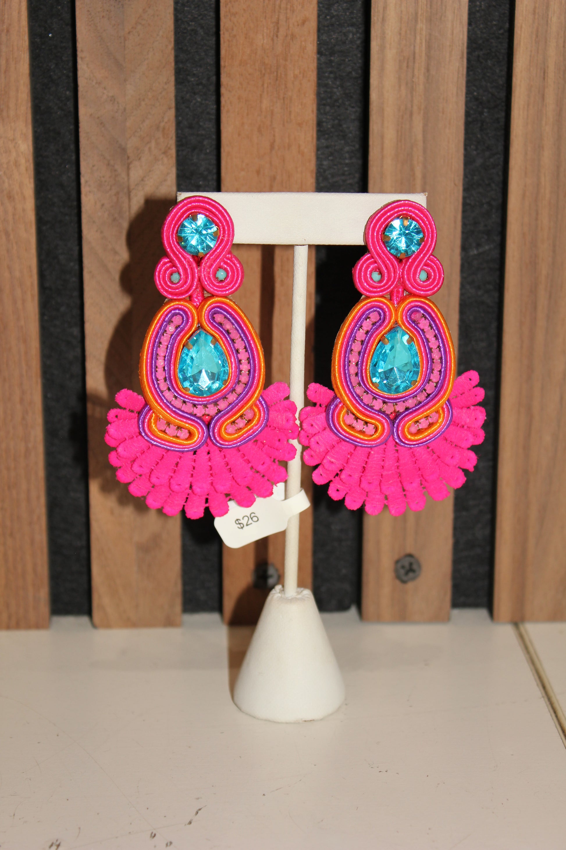 Pink Tropical Statement Earrings