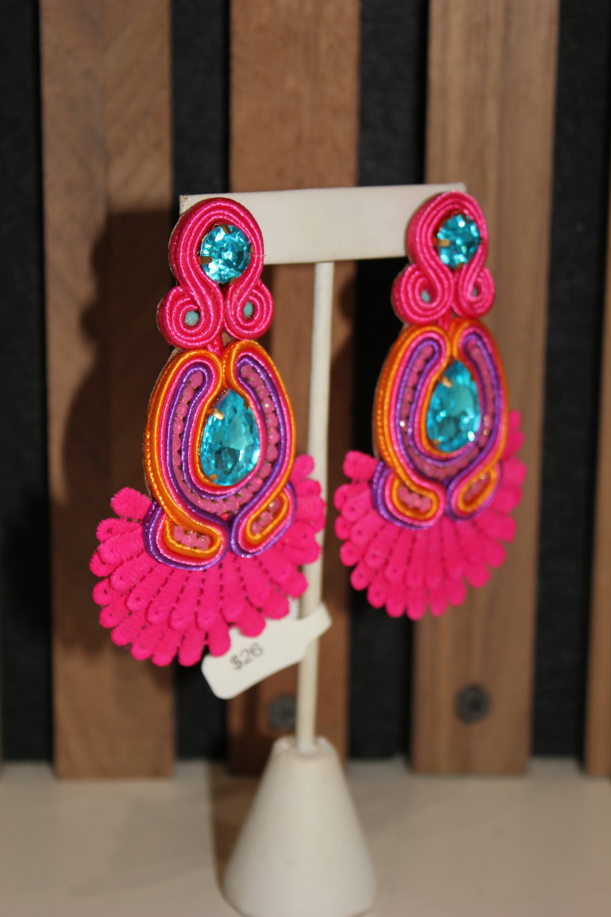 Pink Tropical Statement Earrings