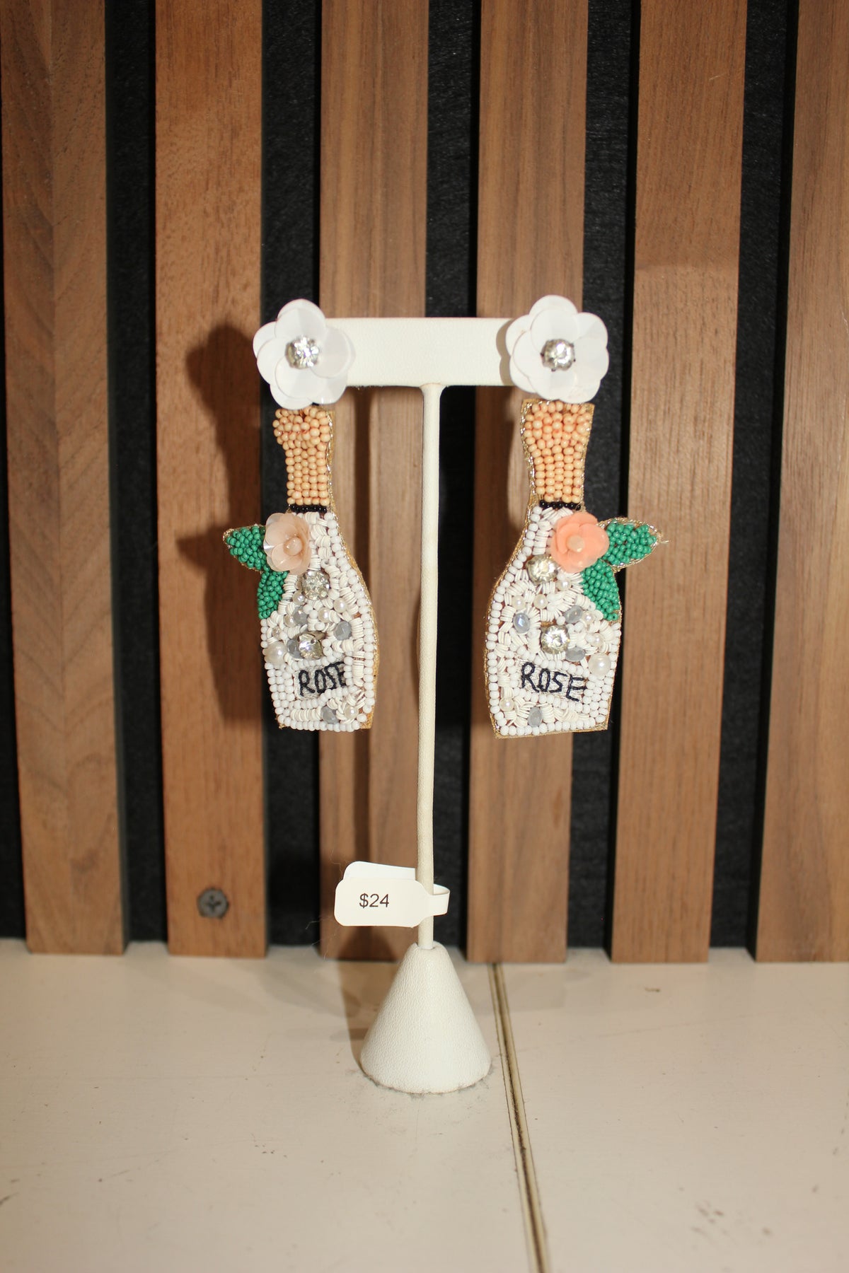 Beaded Rose Bottle Earrings