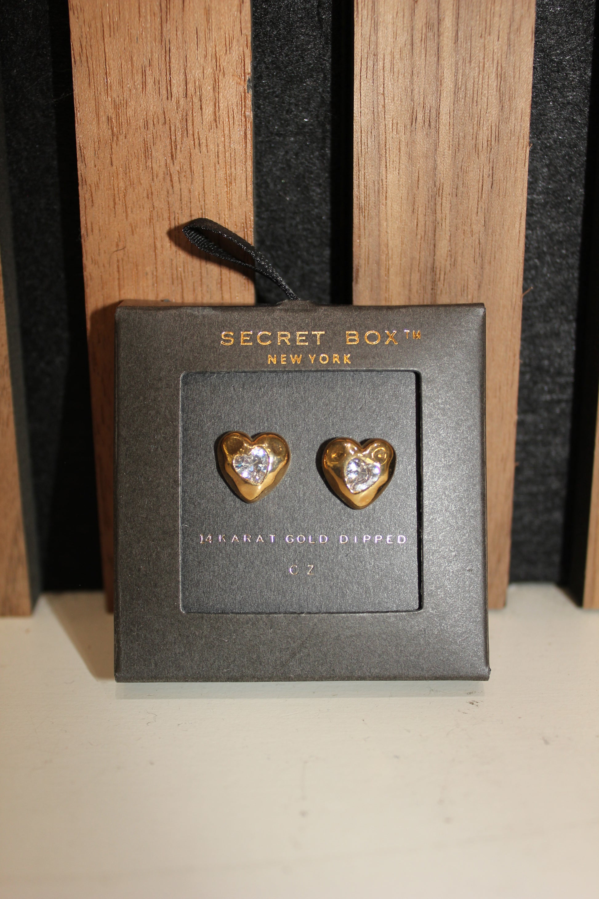 Gold Double Heart Studs