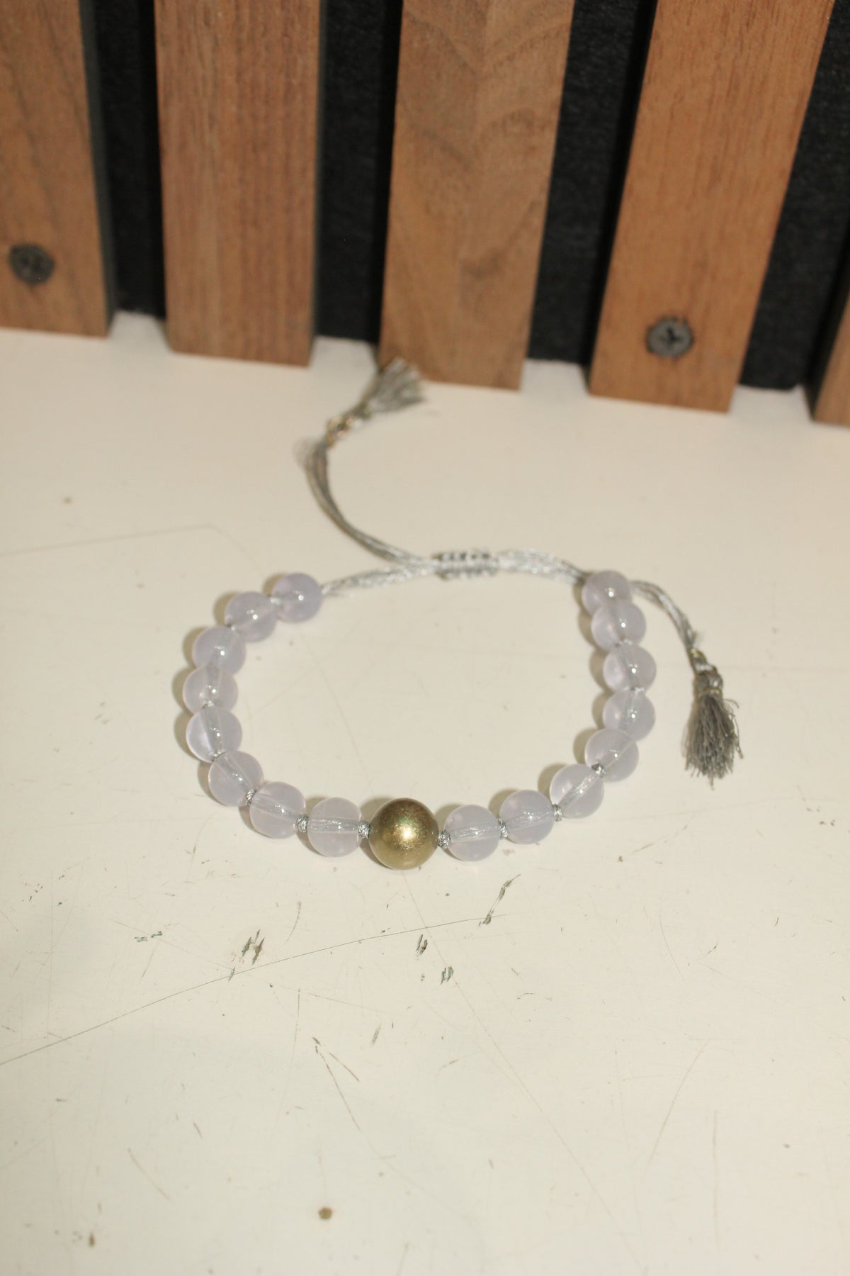 Lavender Bead Bracelet with Gold Accent