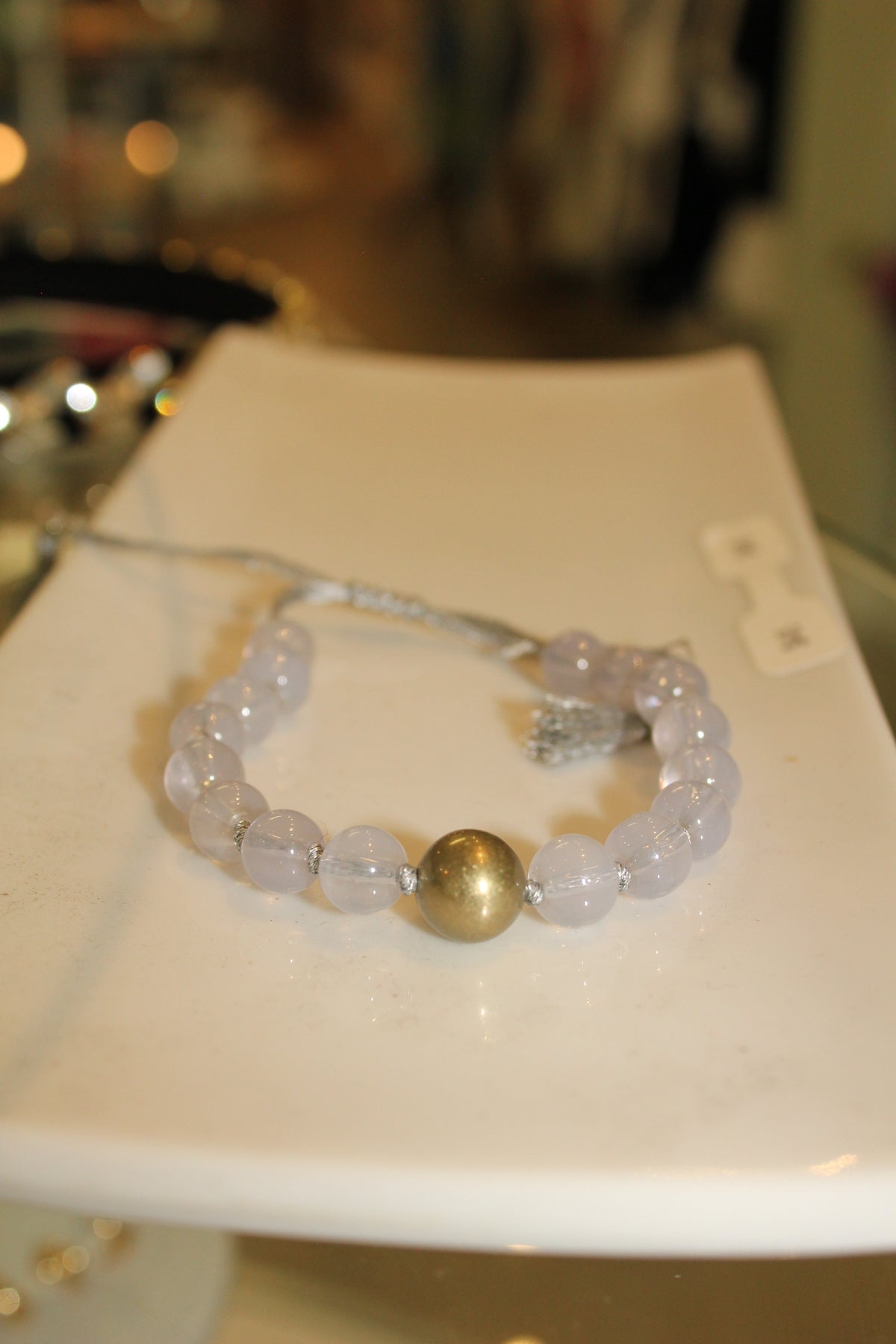 Lavender Bead Bracelet with Gold Accent