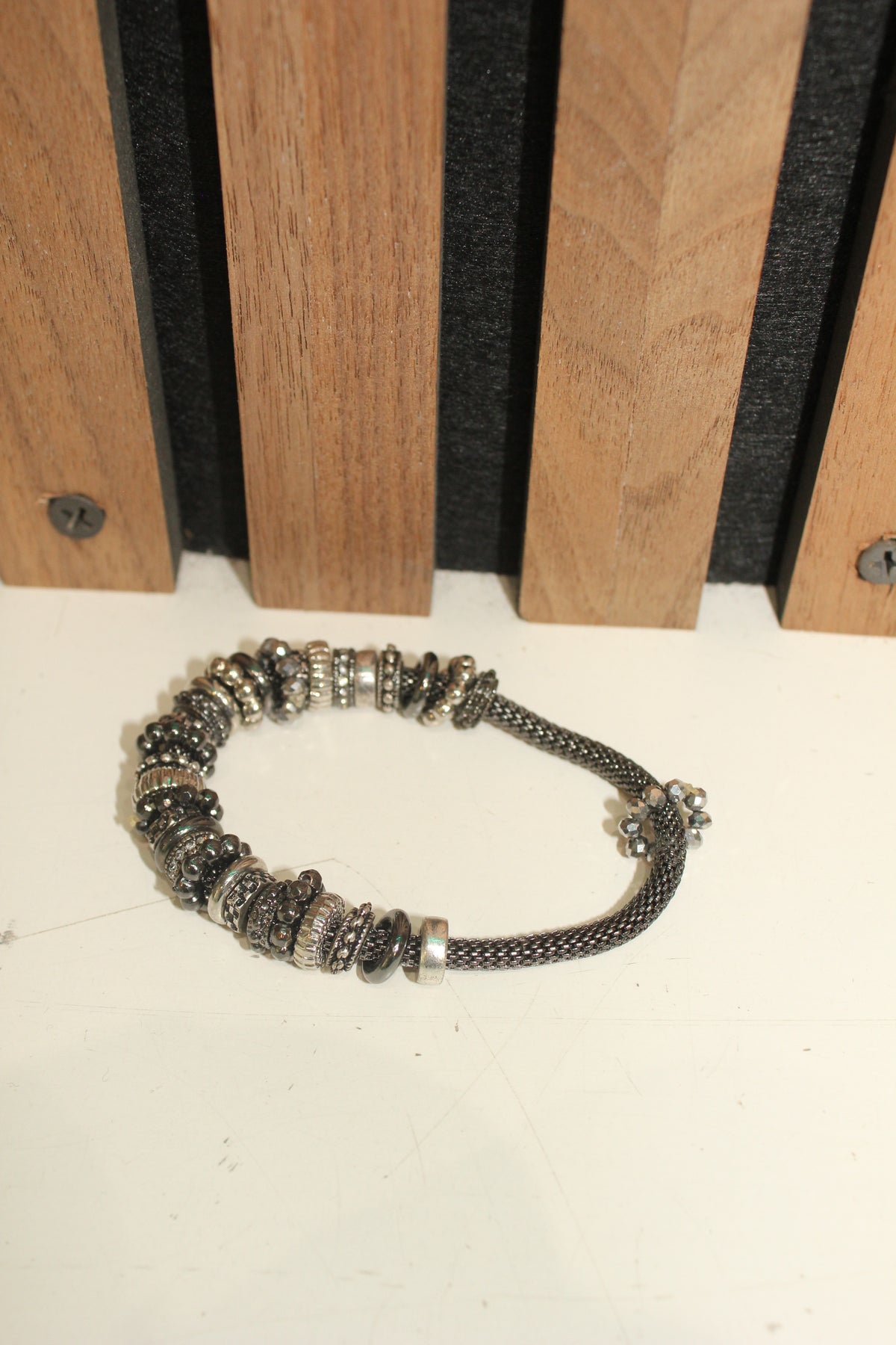 Black Crystal Charm Bracelet