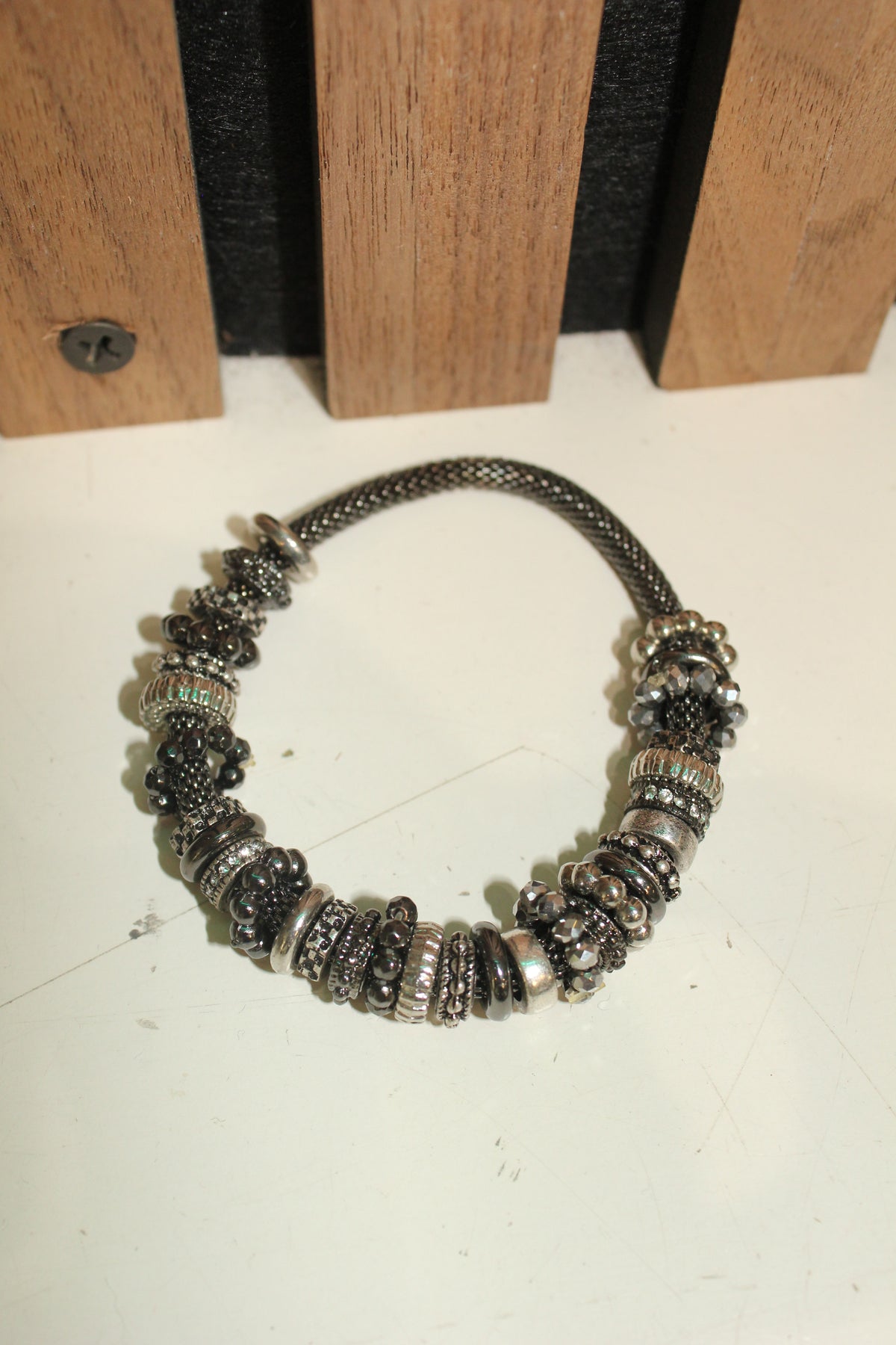 Black Crystal Charm Bracelet
