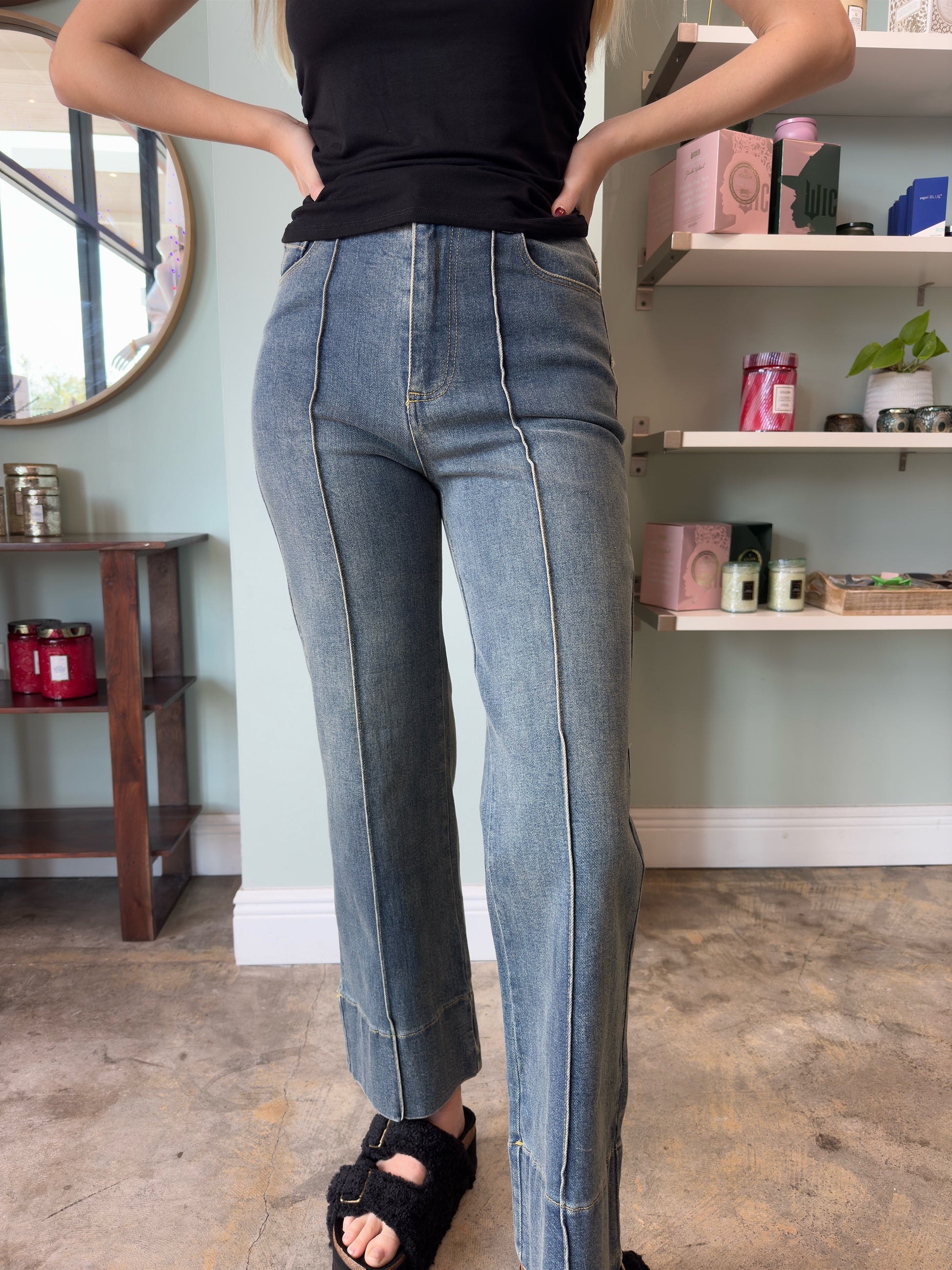Pleated Wide Denim