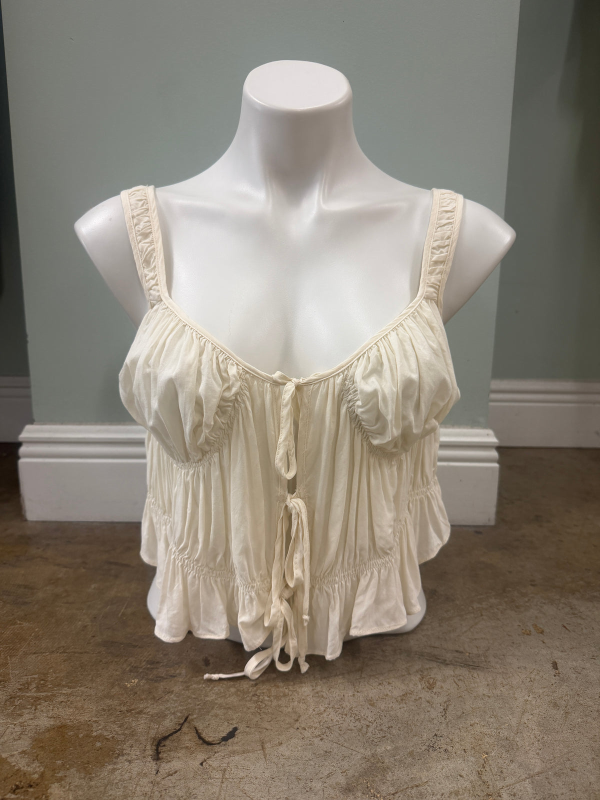 Romantic Ruched Peplum Tank Woven