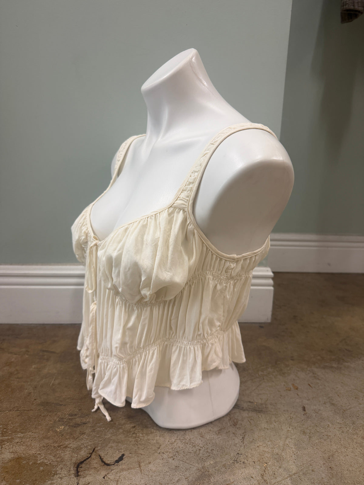 Romantic Ruched Peplum Tank Woven