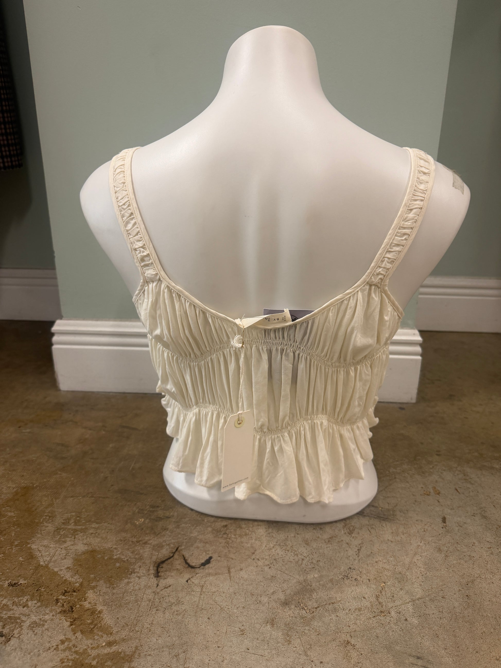 Romantic Ruched Peplum Tank Woven